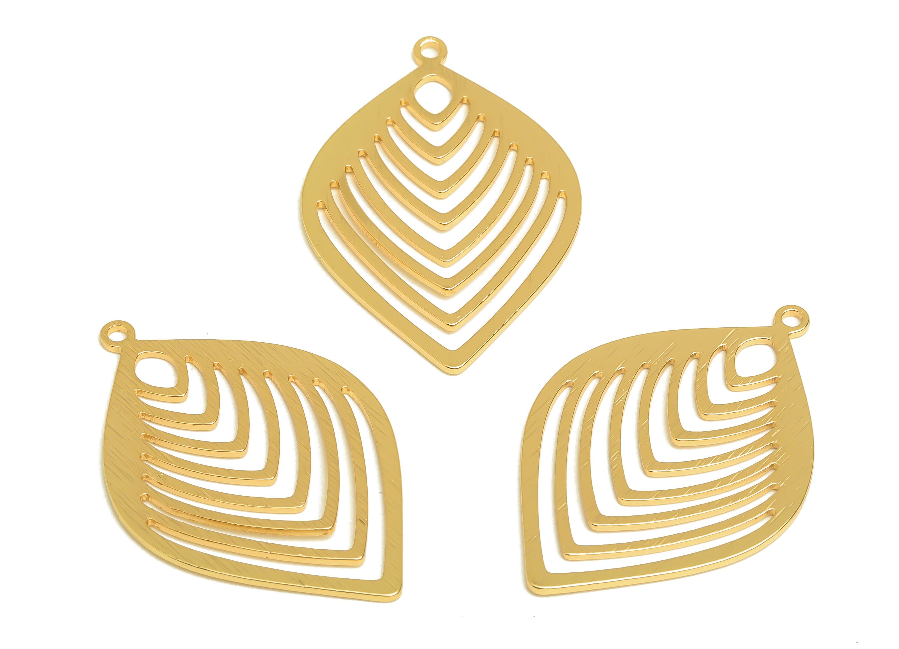 Brass Leaf Charms - Raw Brass Textured Leaf Earrings and Pendant - Minimalism Earring Findings - Jewelry Supplies - 43x 28x 1.1mm - PP10446 - DOMEDBAZAAR