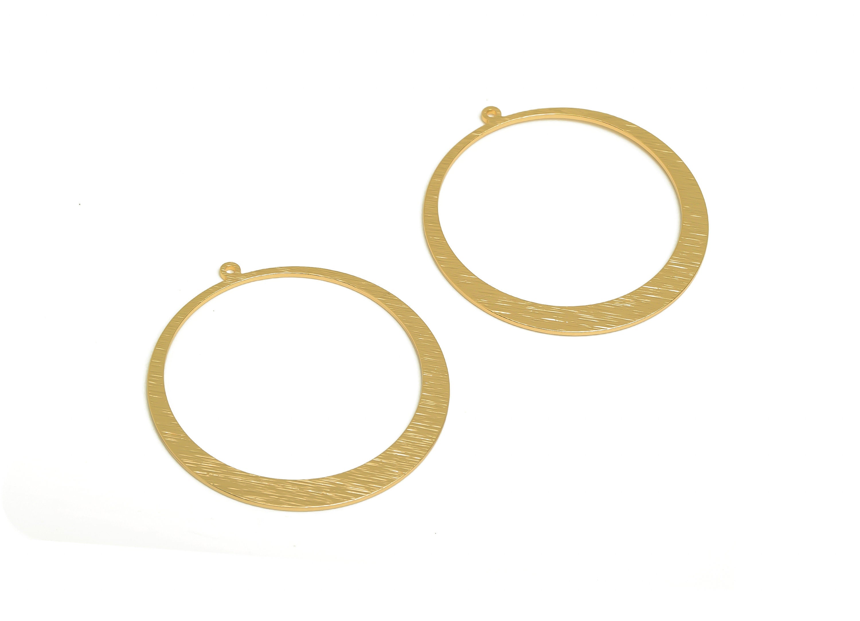 Brass Round Charm - Raw Brass Textured Circle Earrings and Pendant - Brass Minimalism Circle Necklace - Jewelry Making - 48x45x1mm - PP10442 - DOMEDBAZAAR
