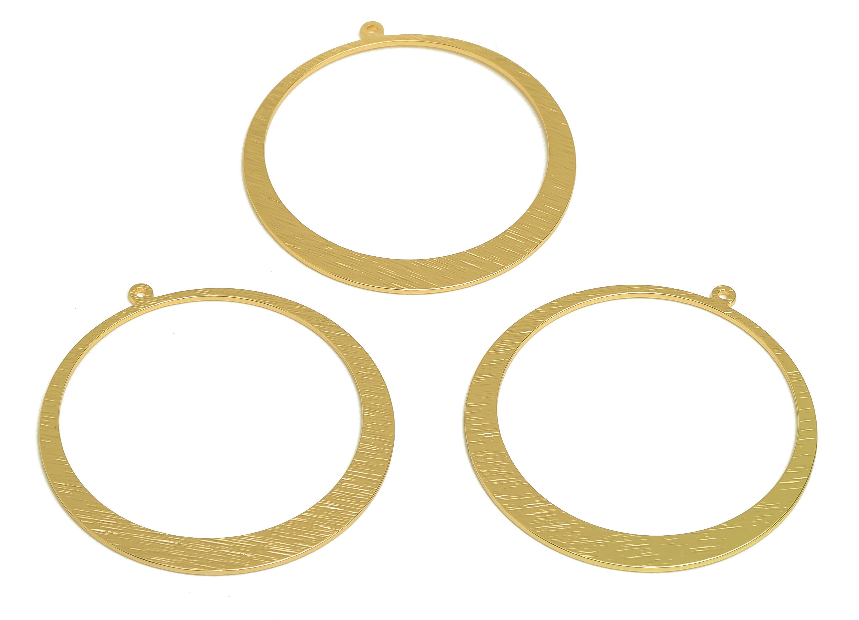Brass Round Charm - Raw Brass Textured Circle Earrings and Pendant - Brass Minimalism Circle Necklace - Jewelry Making - 48x45x1mm - PP10442 - DOMEDBAZAAR