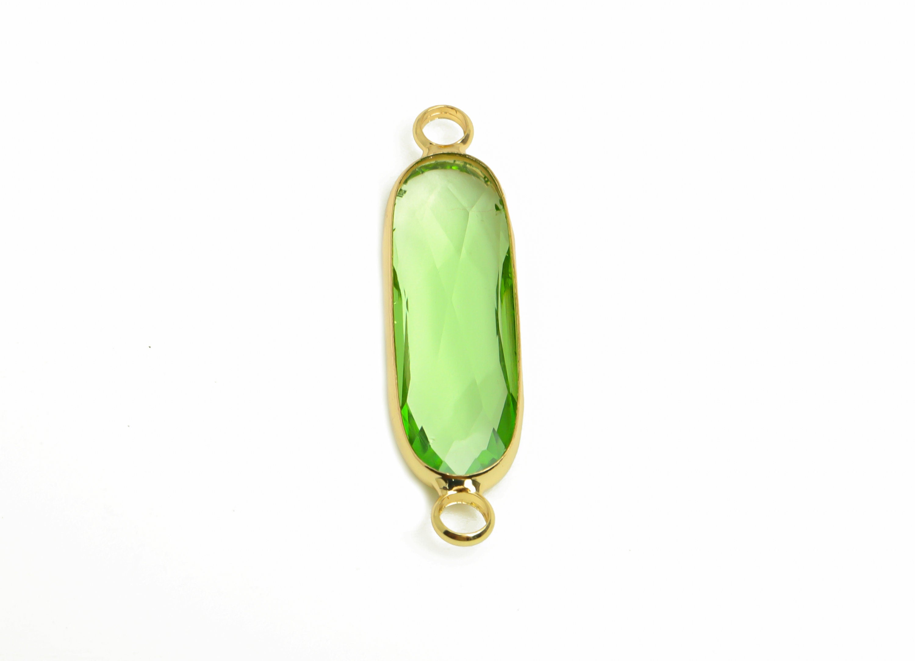 Glass Oval Earring Connector - Brass Oval Frame Charms - Bracelet Connector - Gold Tone Plated Brass - Faceted Glass - 29x7.7x5mm - GS1119C - DOMEDBAZAAR