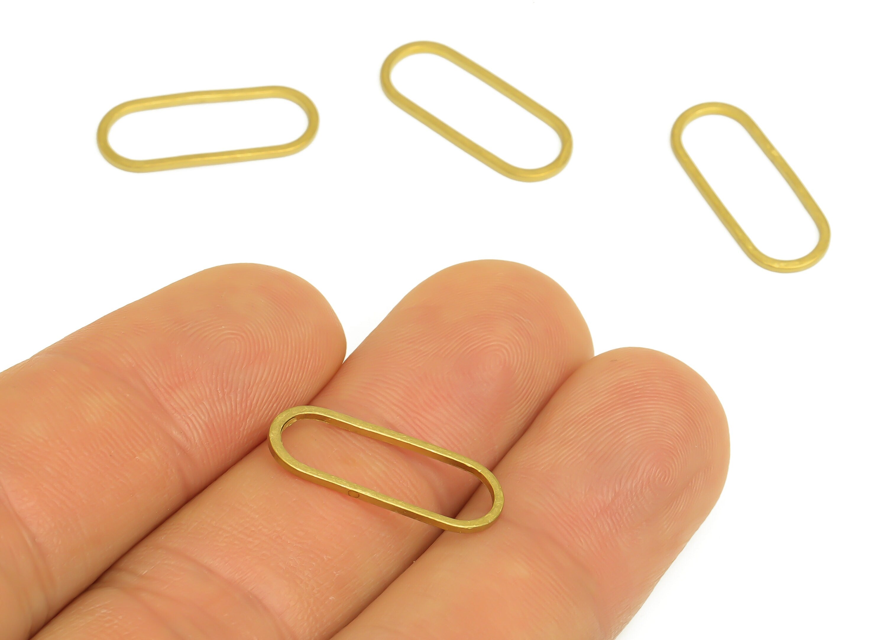 8*20 Brass Oval Charms - Raw Brass Oval Earring Charm - Brass Oval Connector - Geometry Earring Cham - 20x8x0.85mm - PP10353-8*20 - DOMEDBAZAAR