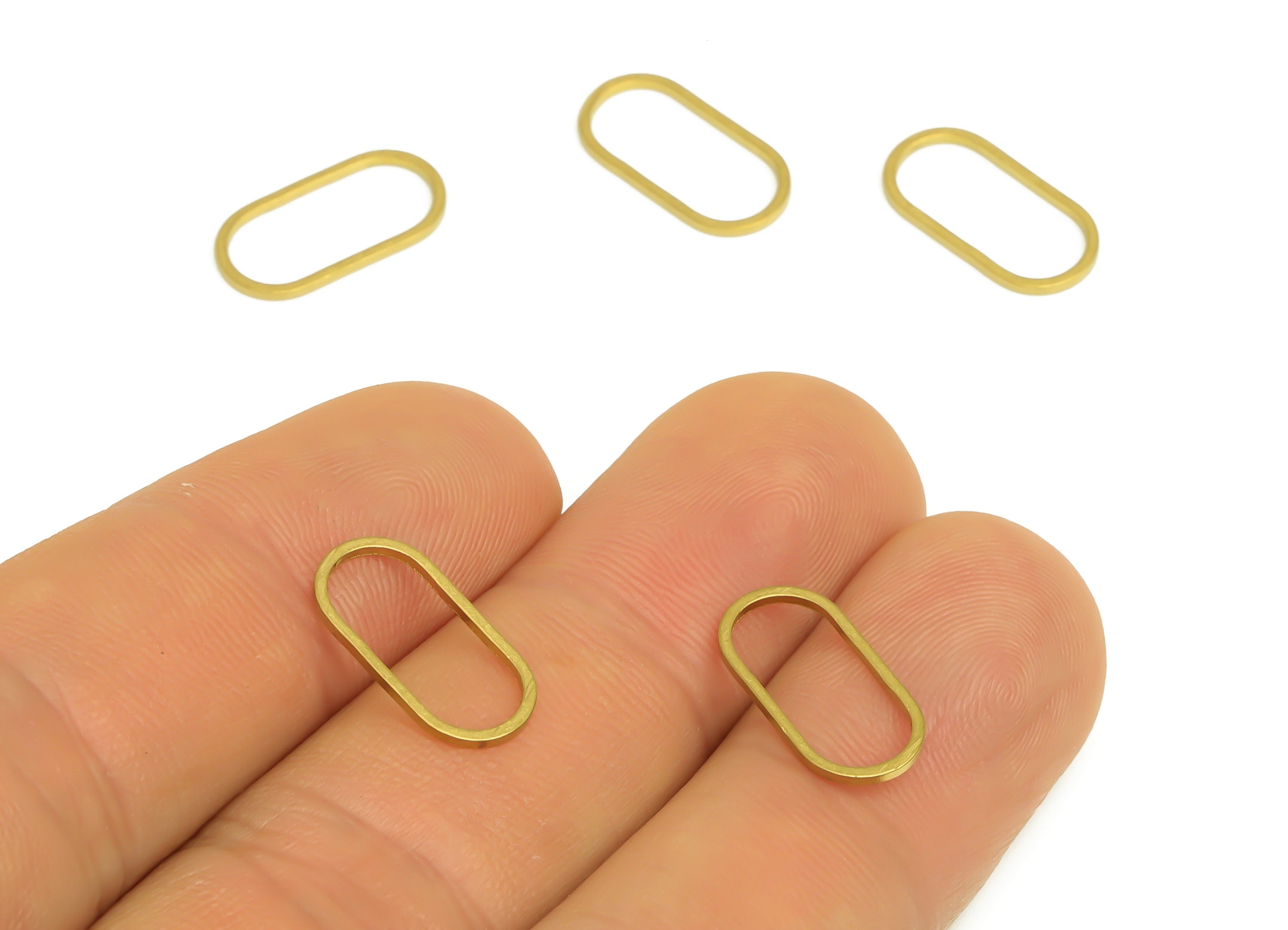 8*15 Brass Oval Charms - Raw Brass Oval Earring Charm - Brass Oval Connector - Geometry Earring Cham - 15x8x0.8mm - PP10353-8*15 - DOMEDBAZAAR