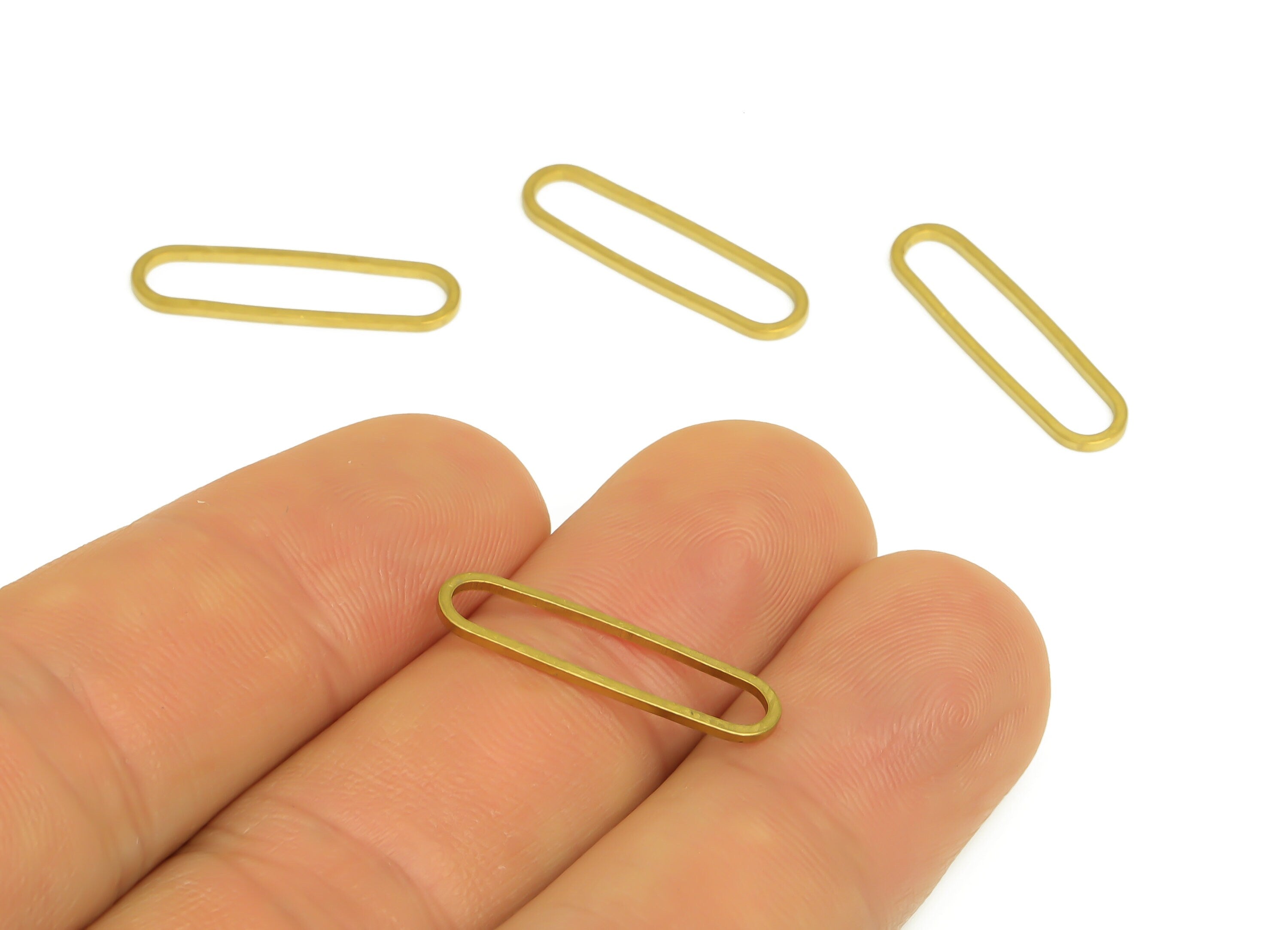 6*22 Brass Oval Charms - Raw Brass Oval Earring Charm - Brass Oval Connector - Geometry Earring Cham - 22x6x0.9mm - PP10353-6*22 - DOMEDBAZAAR