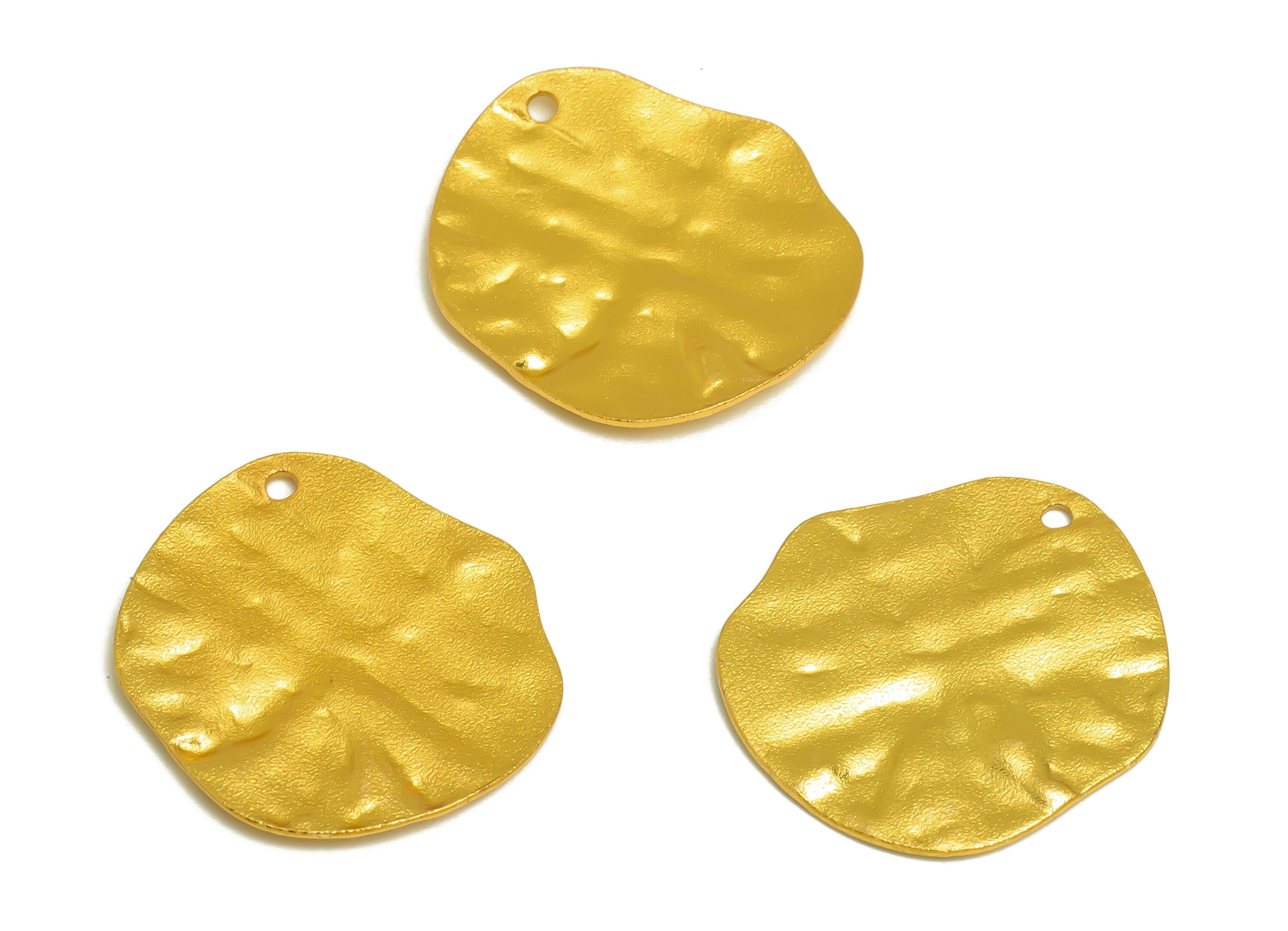 Brass Irregular Round Charm - Raw Brass Hammered Circle Earring Charm - Brass Geometry Earring Charm - Jewelry Making - 22x20x1mm - PP10437 - DOMEDBAZAAR