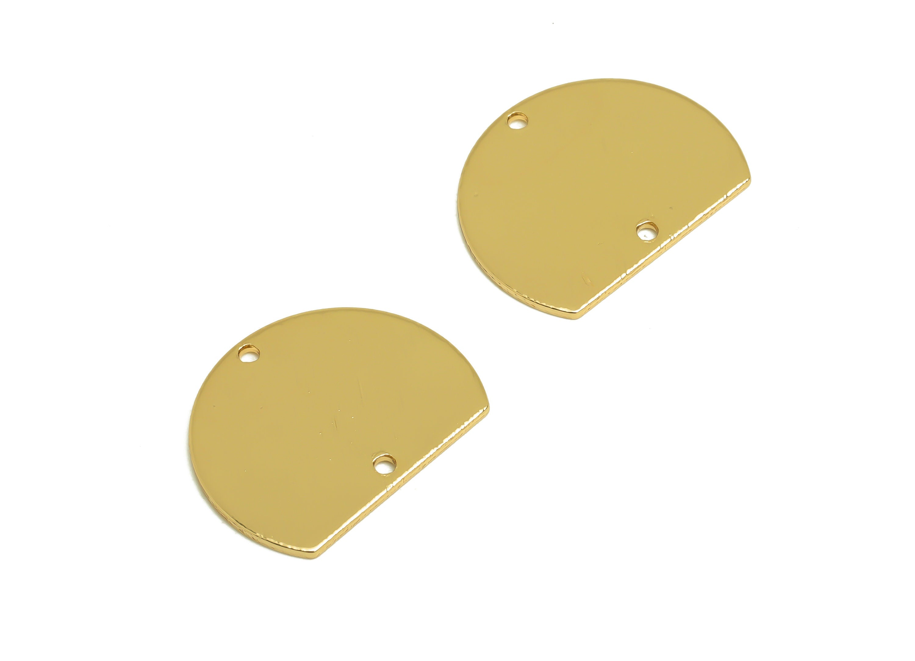 Brass Textured Semicircle Earring Connector - Raw Brass Half Round Earring Charms - 2 Holes - Jewelry Supplies - 18.6x14.8x0.8mm - PP10350 - DOMEDBAZAAR