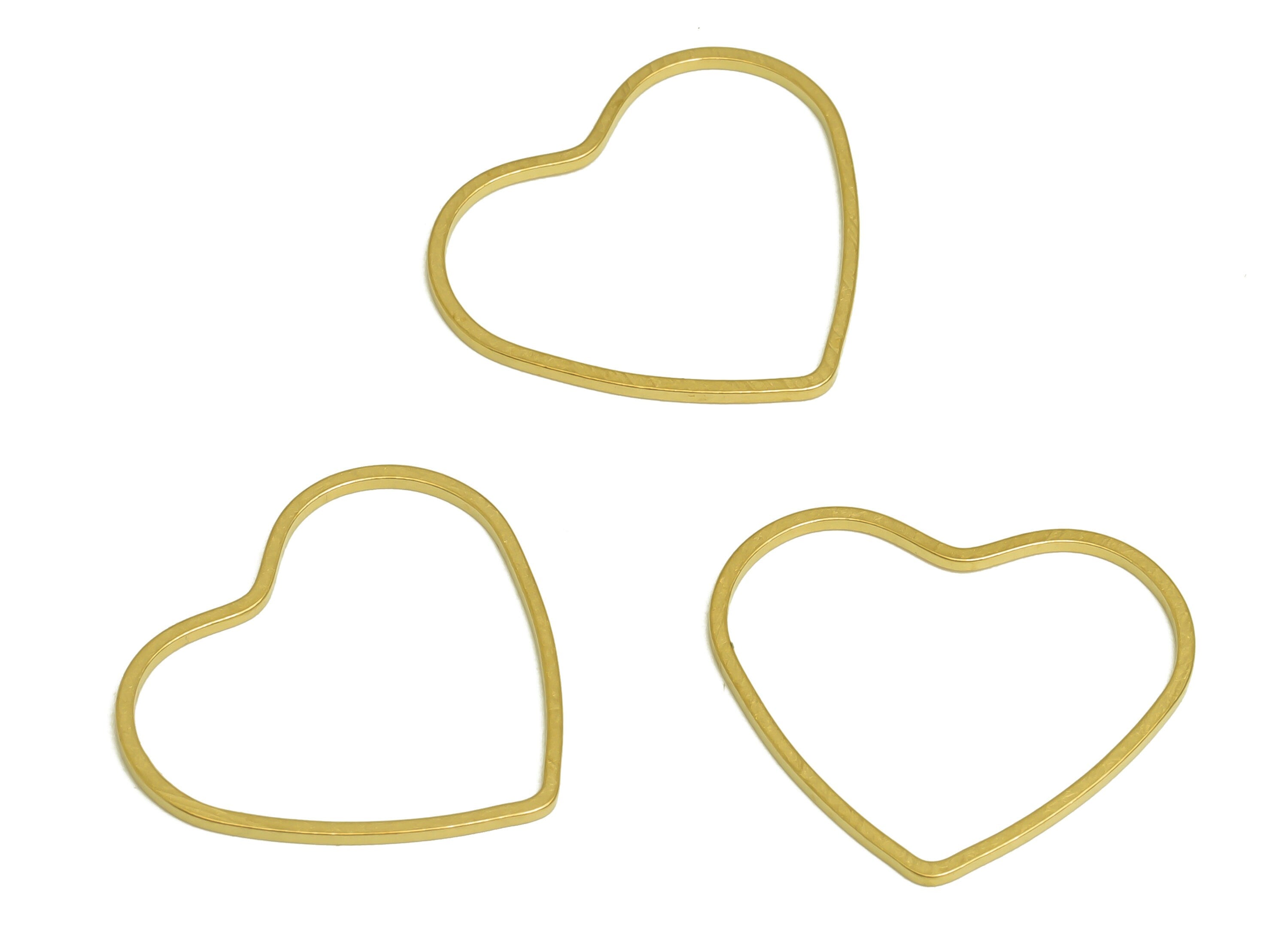 9*21mm Brass Heart Charms - Raw Brass Heart Earring Charm - Brass Heart Connector - Brass Heart Wire Earring Cham - 21x18x1mm - PP10362-9*21 - DOMEDBAZAAR