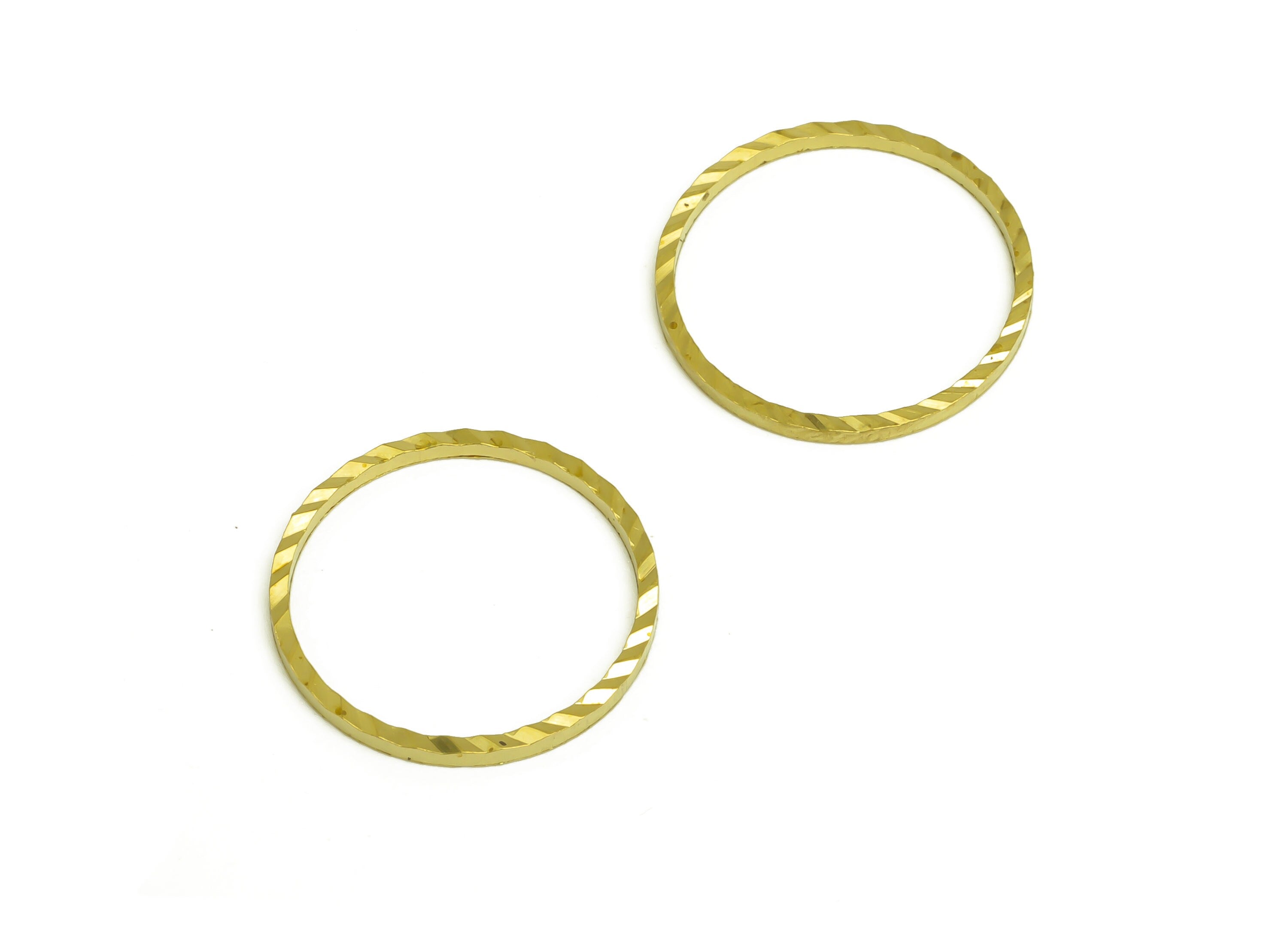 16mm Brass Round Charms - Raw Brass Ring Earring Charm - Brass Round Connector - Brass Textured Circle Earring Cham - 16x16x1mm - PP10361-16 - DOMEDBAZAAR