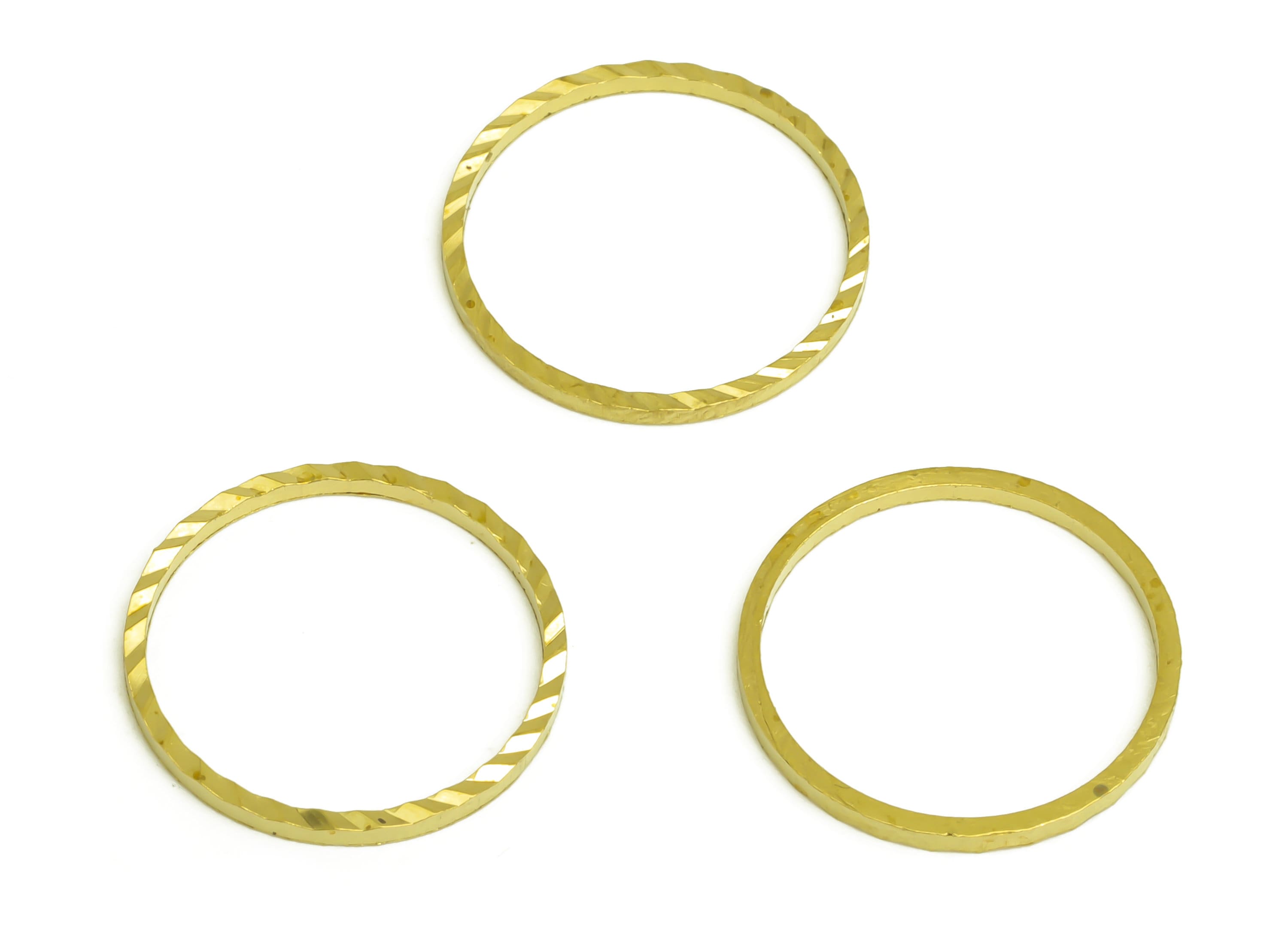 16mm Brass Round Charms - Raw Brass Ring Earring Charm - Brass Round Connector - Brass Textured Circle Earring Cham - 16x16x1mm - PP10361-16 - DOMEDBAZAAR