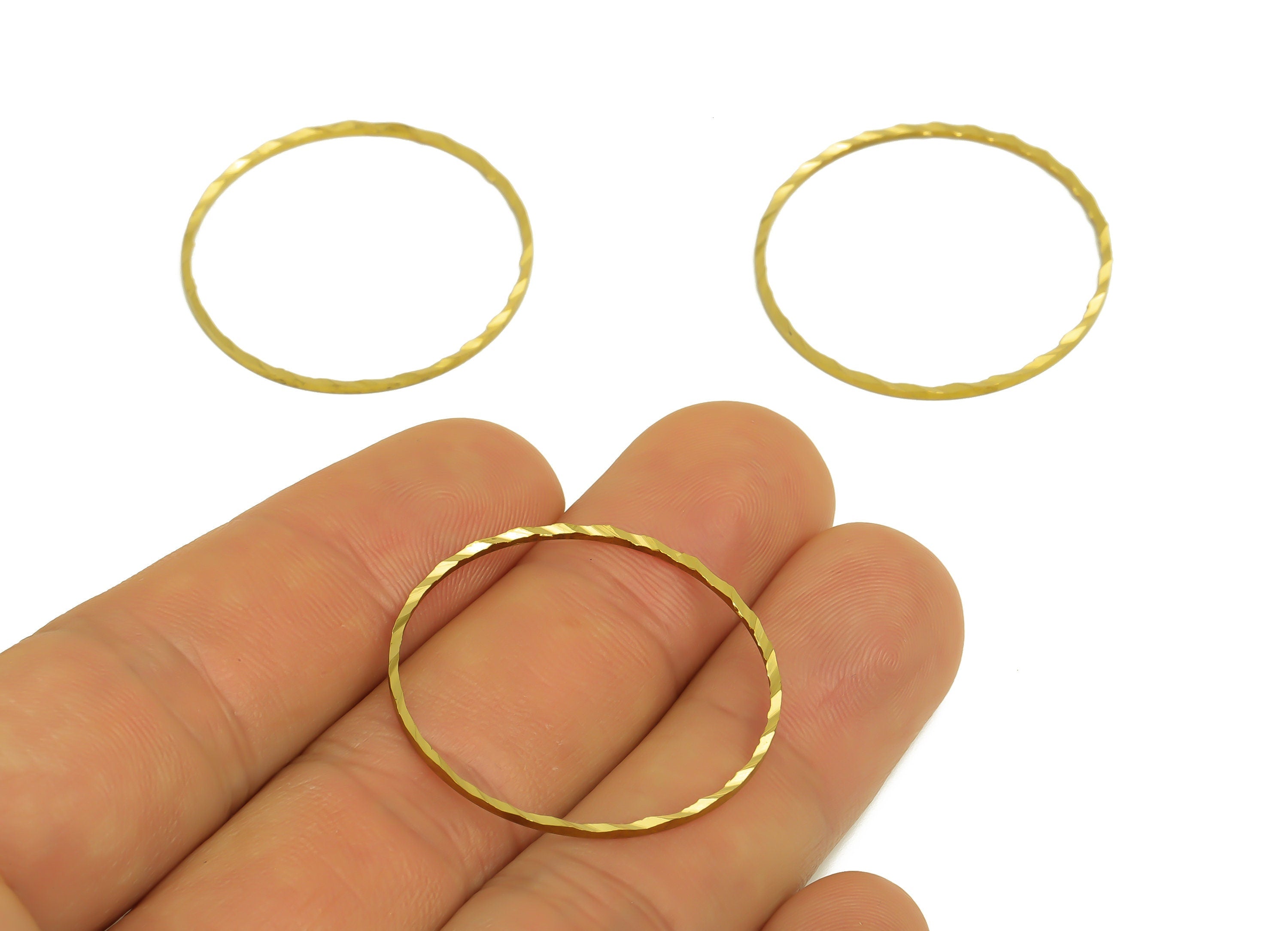 30mm Brass Round Charms - Raw Brass Circle Earring Charm - Brass Round Connector - Textured Geometry Earring Cham - 30x30x1.3mm - PP10361-30 - DOMEDBAZAAR