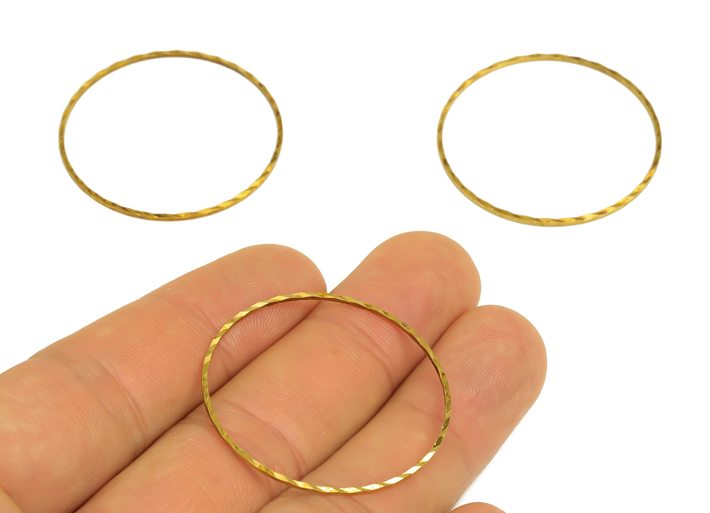 35mm Brass Round Charms - Raw Brass Circle Earring Charm - Brass Round Connector - Textured Geometry Earring Cham - 35x35x0.9mm - PP10361-35 - DOMEDBAZAAR