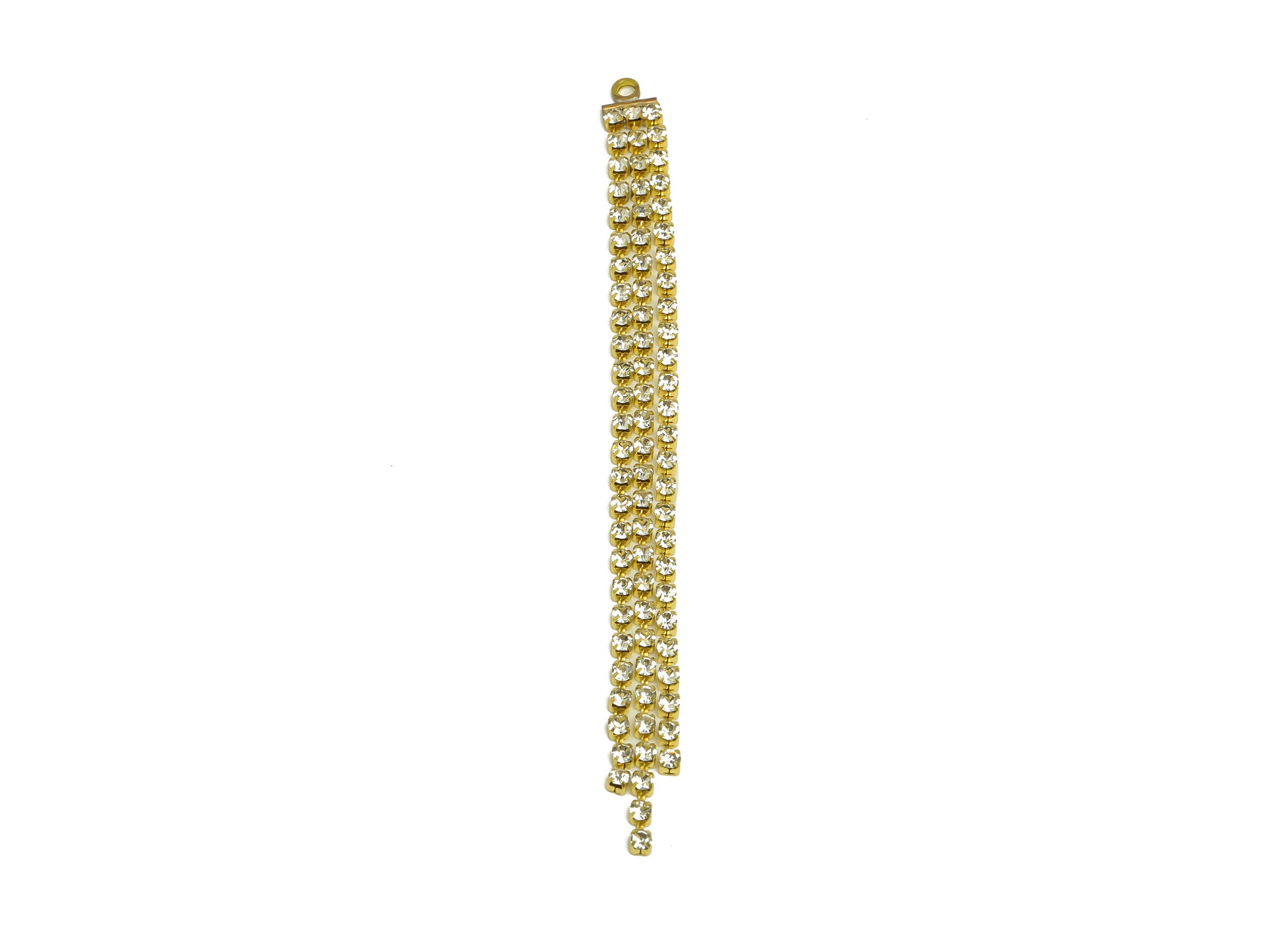 Brass CZ Tassel Chains Charms - Raw Brass Zircon Tassel Chains Hanging Charms - Earring Findings - Jewelry Supplies - 91x6.2x1.8mm - PP10418 - DOMEDBAZAAR