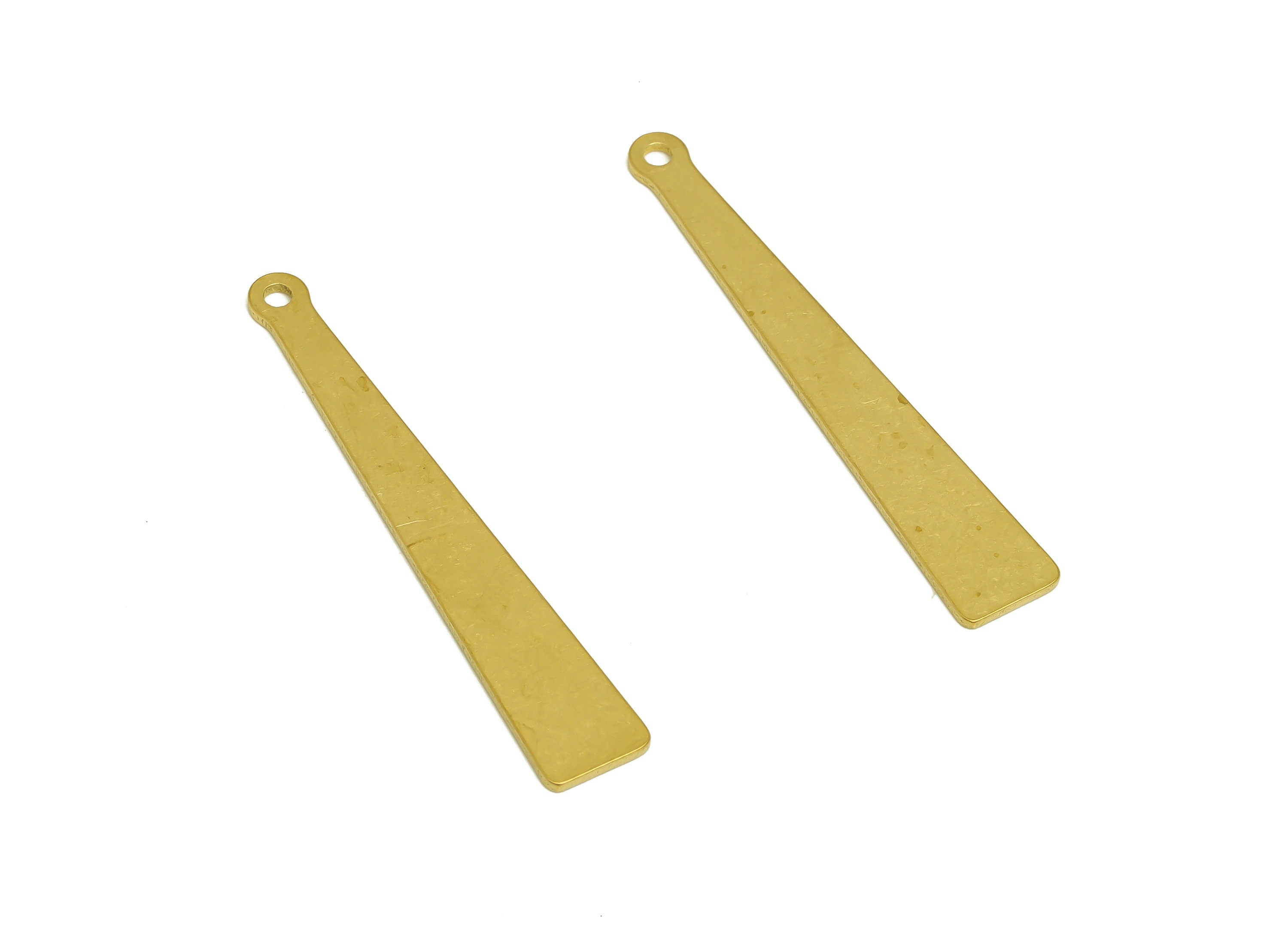Brass Strip Shaped Charm - Raw Brass Hammered Bar Earring and Pendants For Tassel - Earring Finding - Jewelry Supplies - 41x6x0.9mm -PP10365 - DOMEDBAZAAR