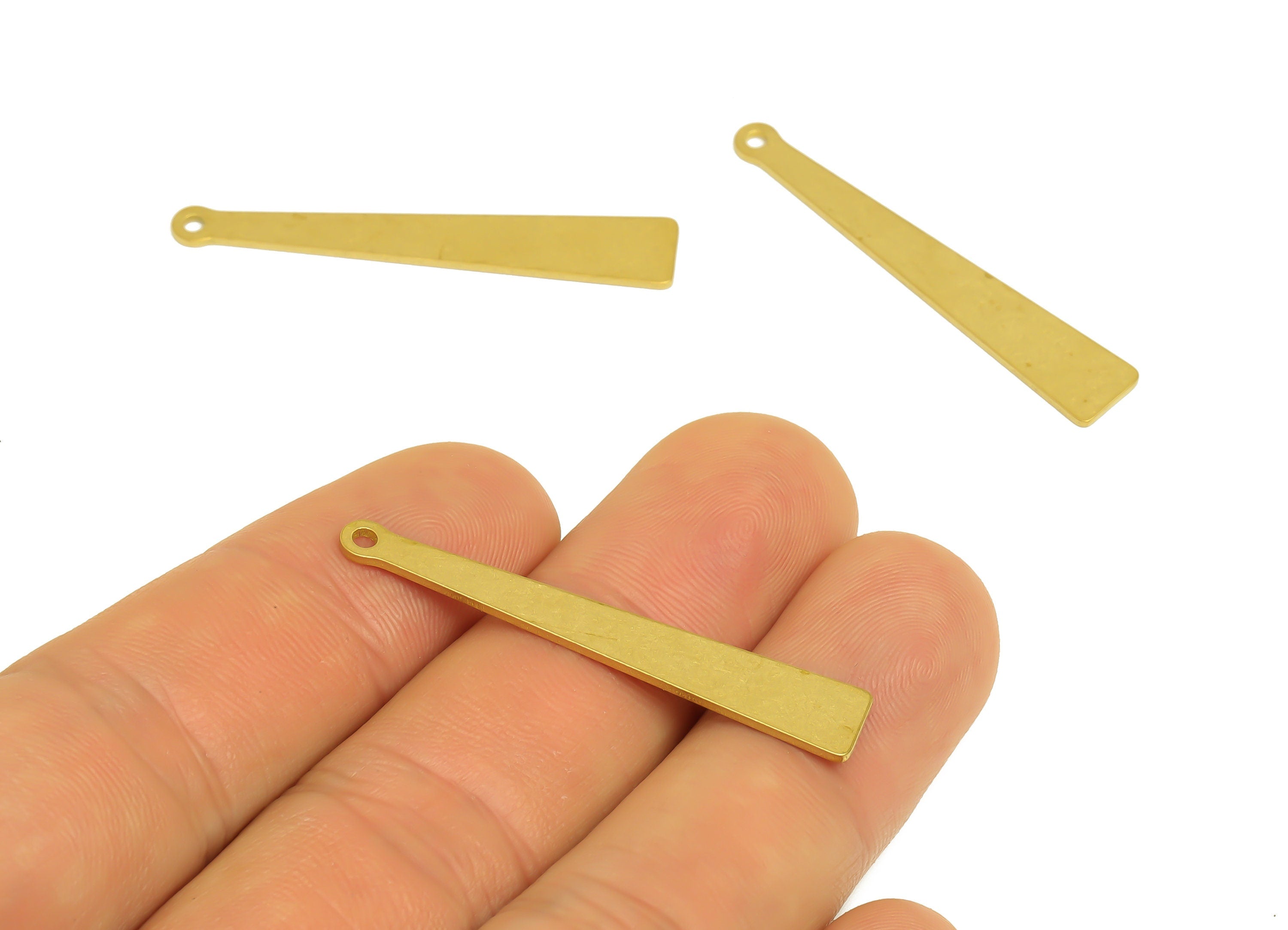 Brass Strip Shaped Charm - Raw Brass Hammered Bar Earring and Pendants For Tassel - Earring Finding - Jewelry Supplies - 41x6x0.9mm -PP10365 - DOMEDBAZAAR