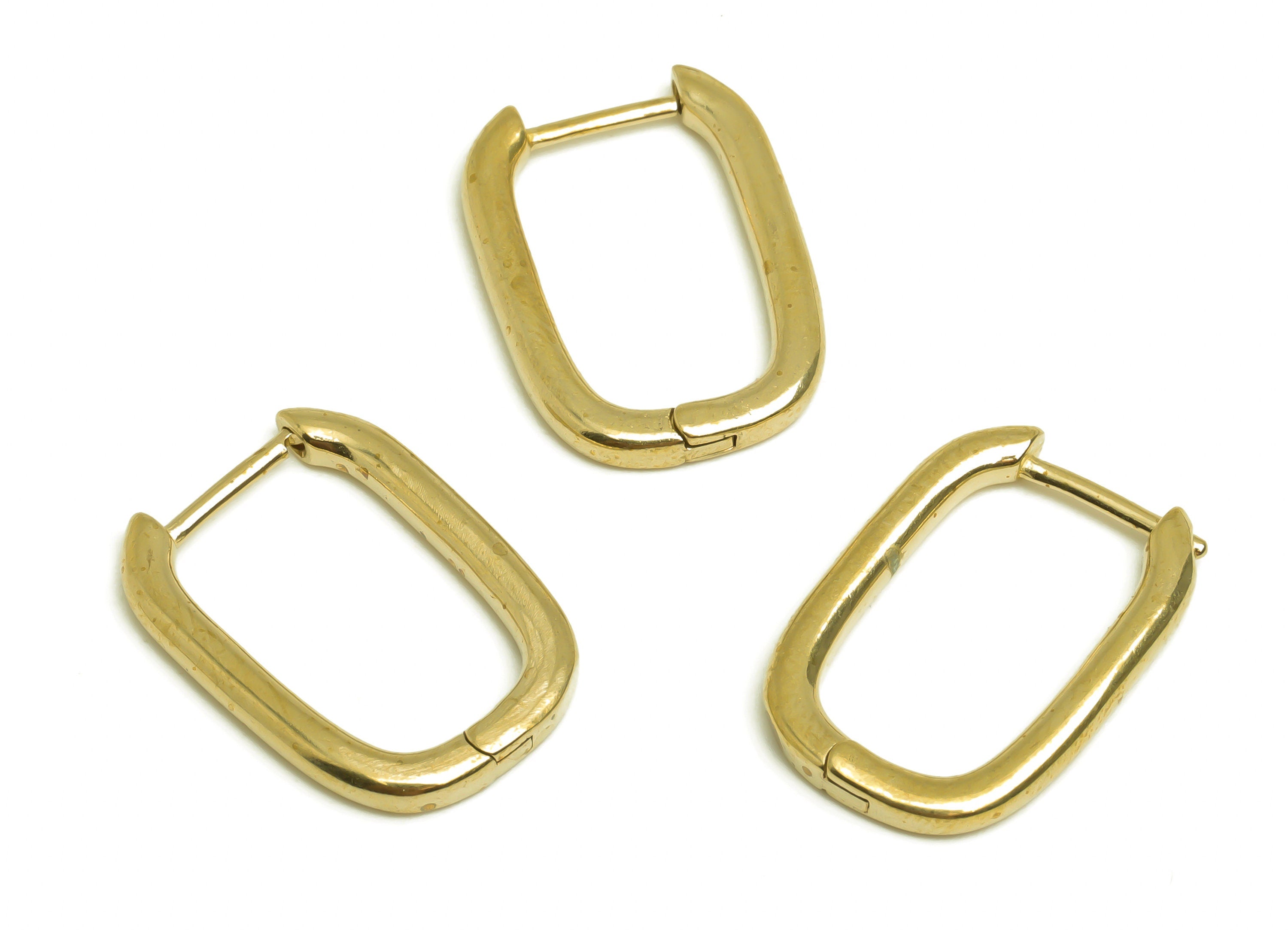 Brass Rectangle Hoop Earrings - Raw Brass Rectangle Huggies Hoop Earrings Clasp - Earring Finding - Jewelry Supplies - 22x15x2.3mm - PP10436 - DOMEDBAZAAR