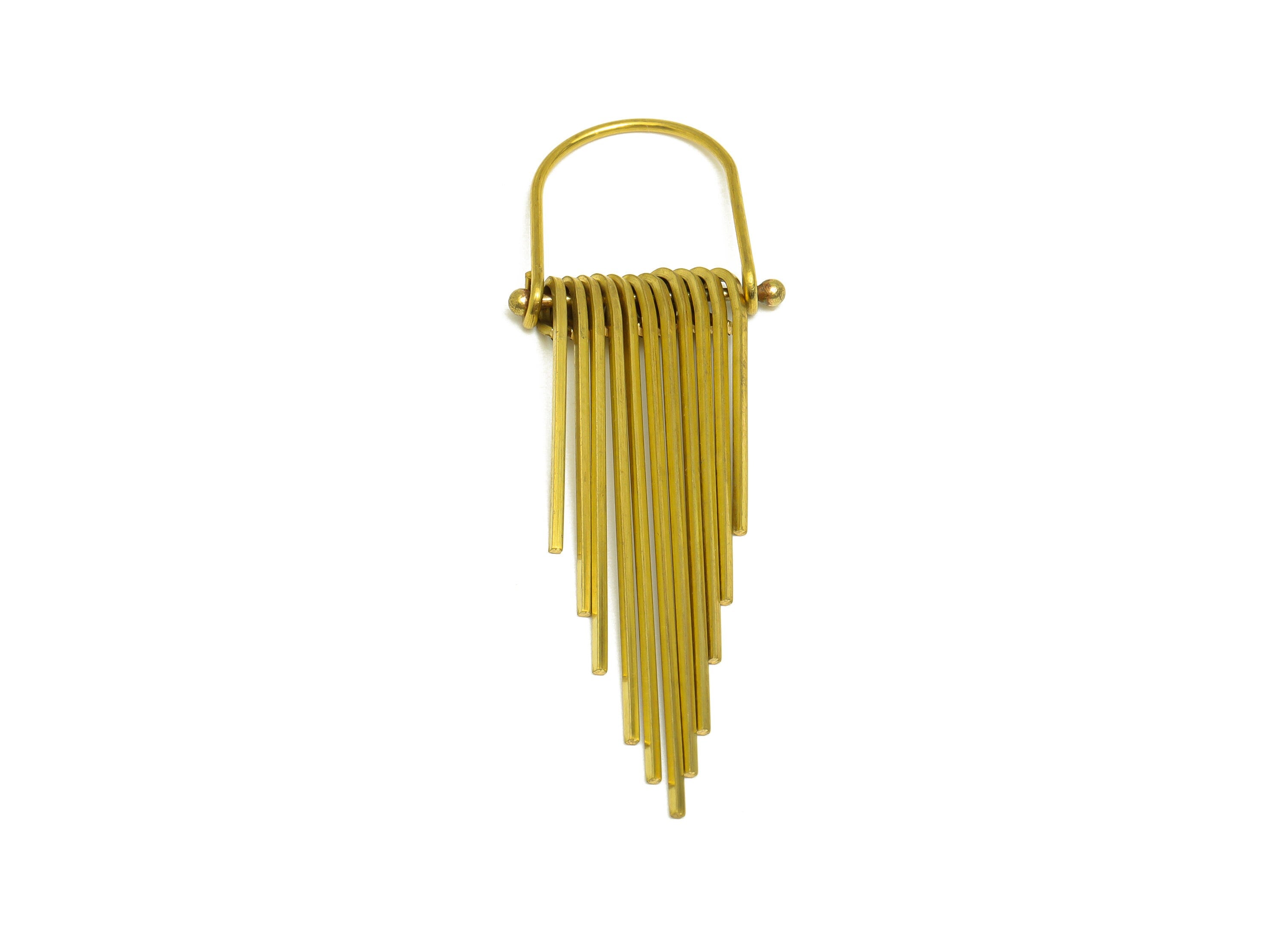 Brass Domed Tassel Earring Charm - Raw Brass Wire Earring Charm - Brass Tassel Earring Charm - Brass Dangle Charm - 63.5x18x1.5mm - PP10478 - DOMEDBAZAAR