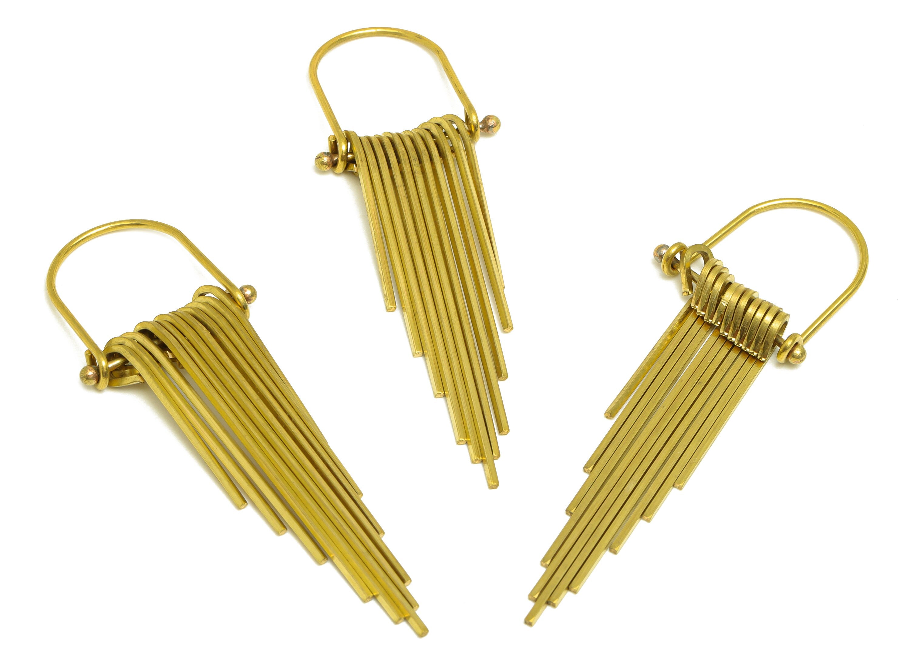 Brass Domed Tassel Earring Charm - Raw Brass Wire Earring Charm - Brass Tassel Earring Charm - Brass Dangle Charm - 63.5x18x1.5mm - PP10478 - DOMEDBAZAAR