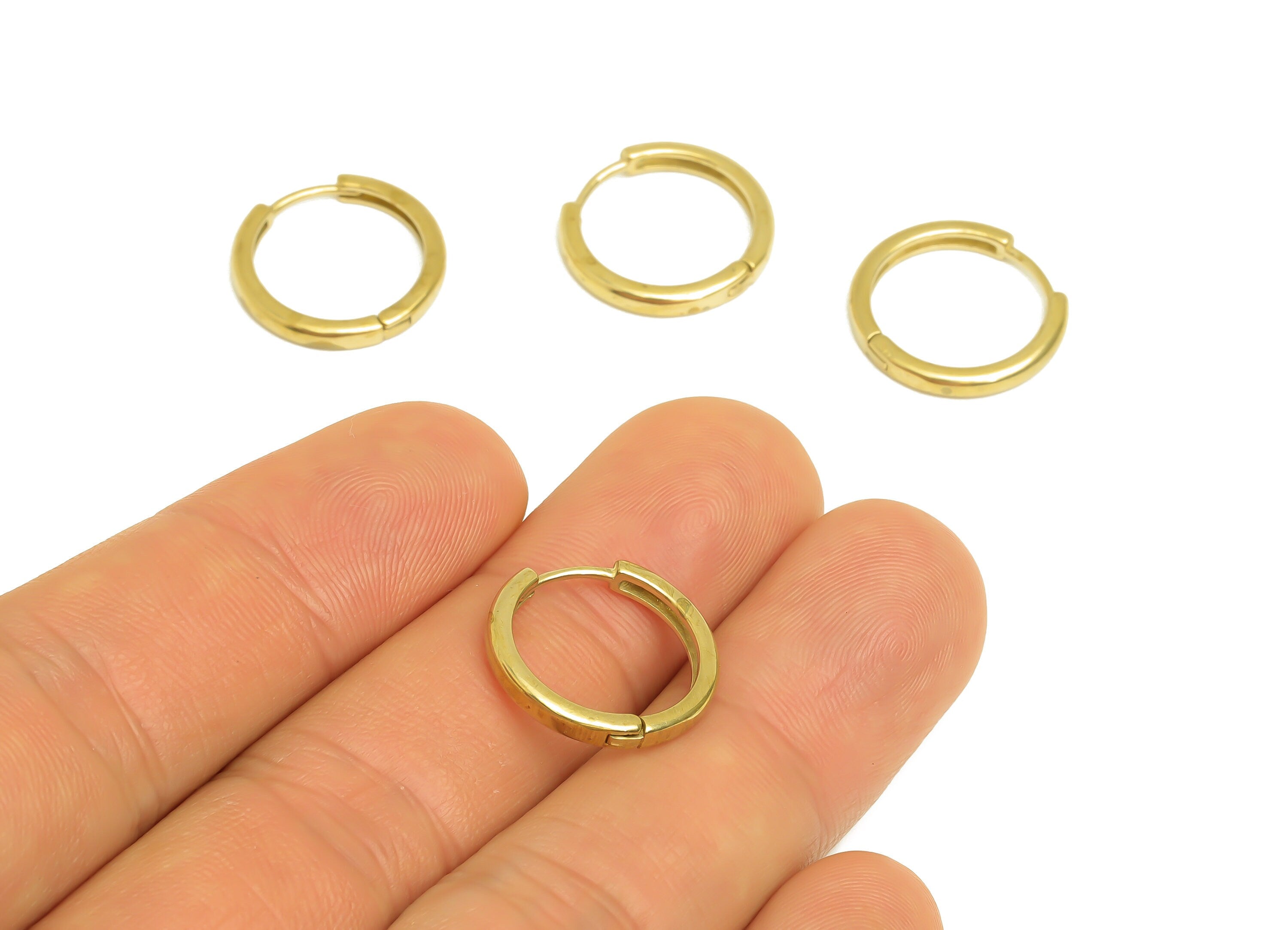 Brass Round Huggie Hoop Earrings - Raw Brass Circle Hoop Earrings - Brass Minimalist Huggie Hoop Earrings Clasps - 17x16x2.4mm - PP10434 - DOMEDBAZAAR