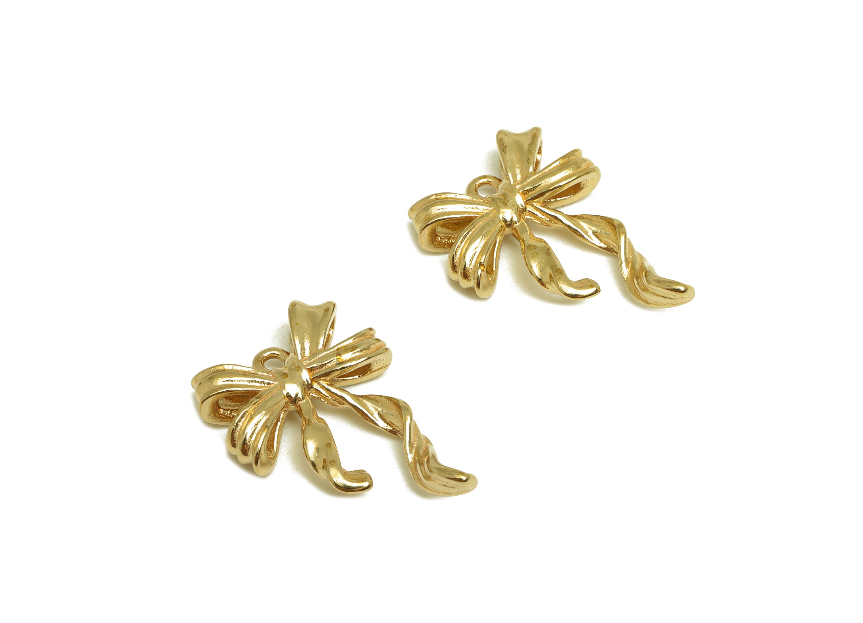 Brass Bow Tie Earring Charm - Raw Brass Bent Earring Charm - Brass Textured Bow Tie Pendant - Brass Twisted Charm - 19x13x3mm - PP10472 - DOMEDBAZAAR