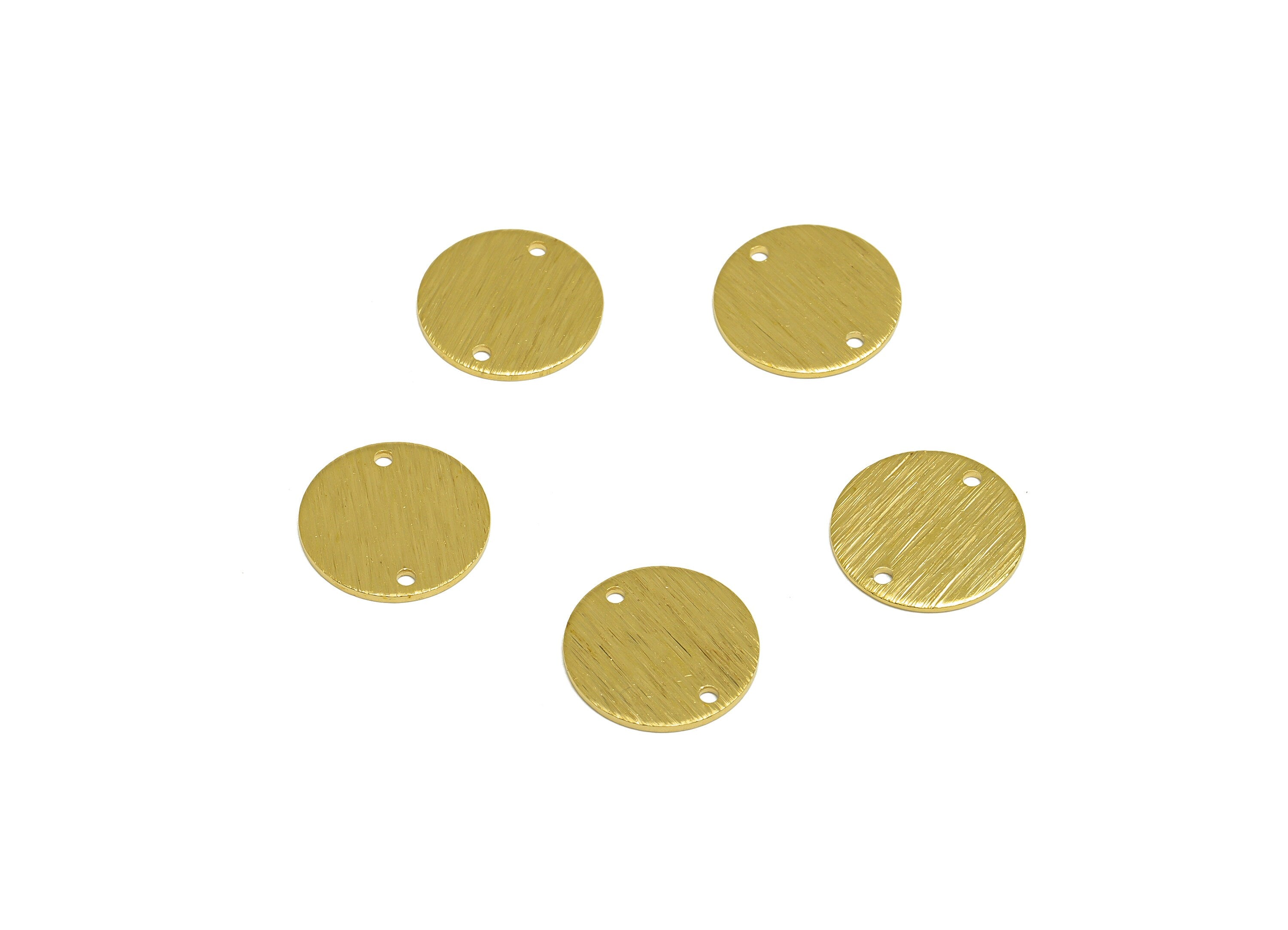 Brass Round Earring Connector - Raw Brass Textured Circle Earring Charm - Brass Textured Round Earring Connector - 14x14x0.8mm - PP10482 - DOMEDBAZAAR