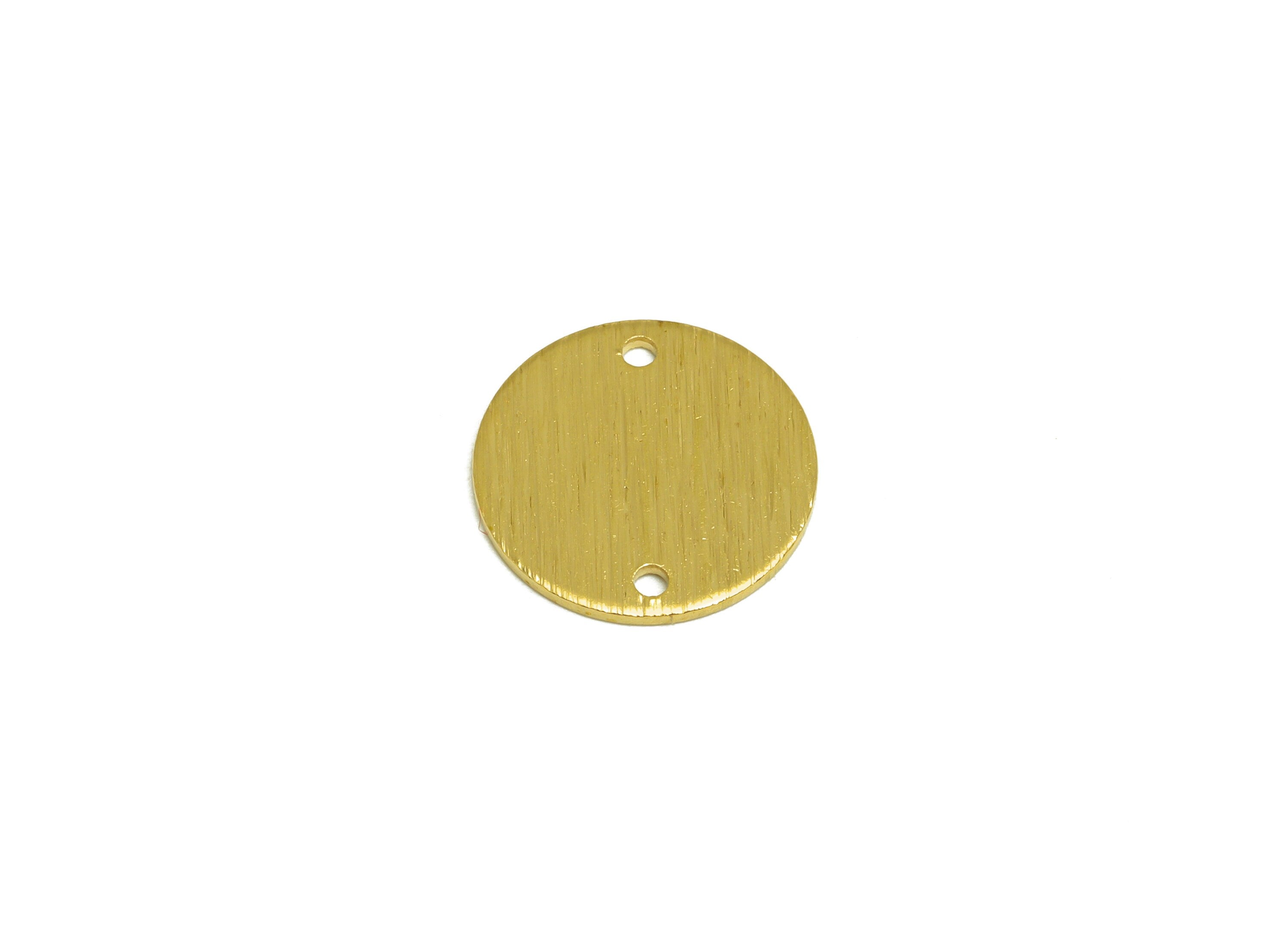 Brass Round Earring Connector - Raw Brass Textured Circle Earring Charm - Brass Textured Round Earring Connector - 14x14x0.8mm - PP10482 - DOMEDBAZAAR