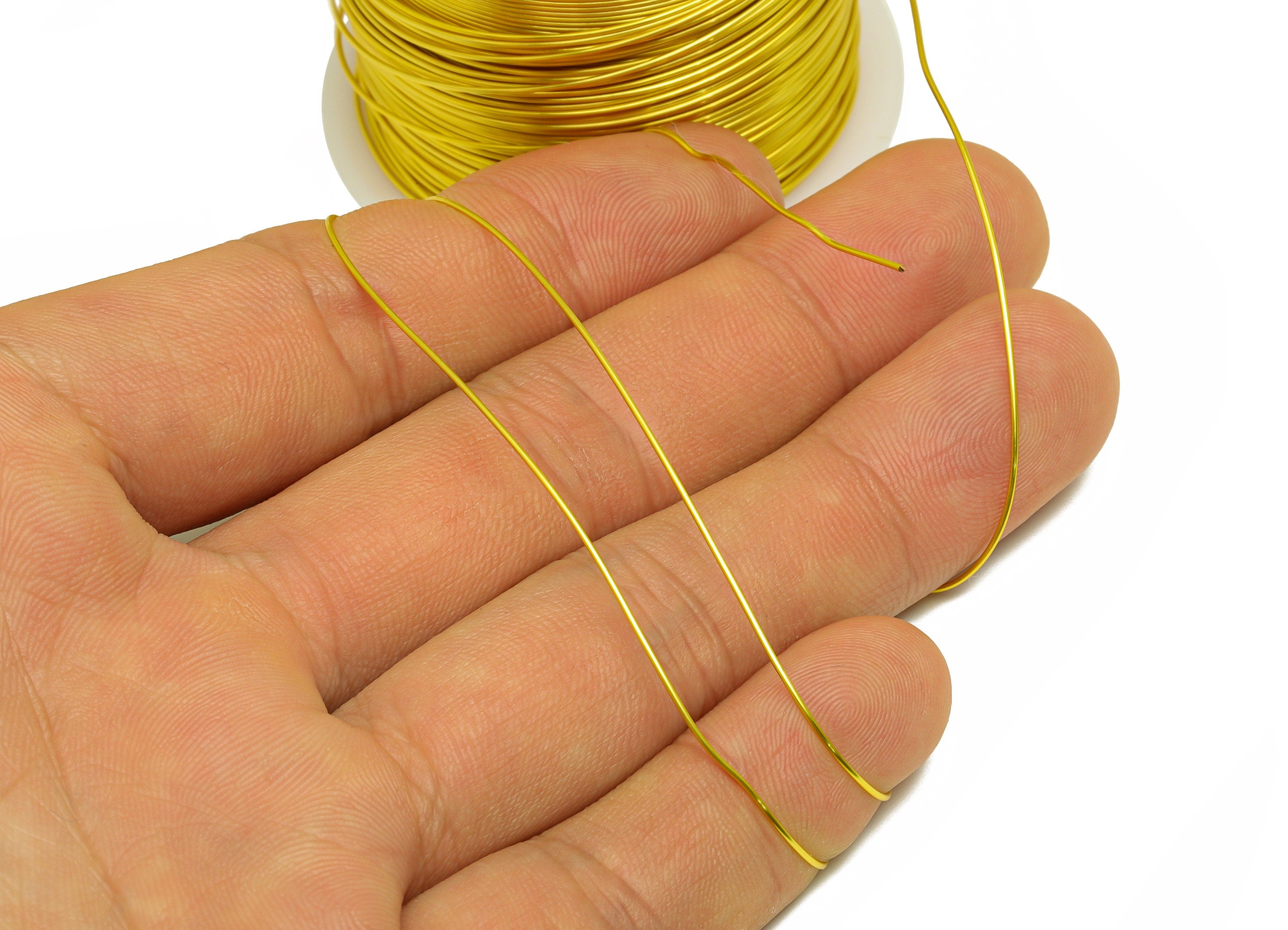 0.6mm Brass Wire - Wrapping Wire - Bulk Wire Beading - Gold Tone Plating - Solid Gold Brass Wire - Jeweler Making - 0.6x0.6mm - PP10495-60 - DOMEDBAZAAR
