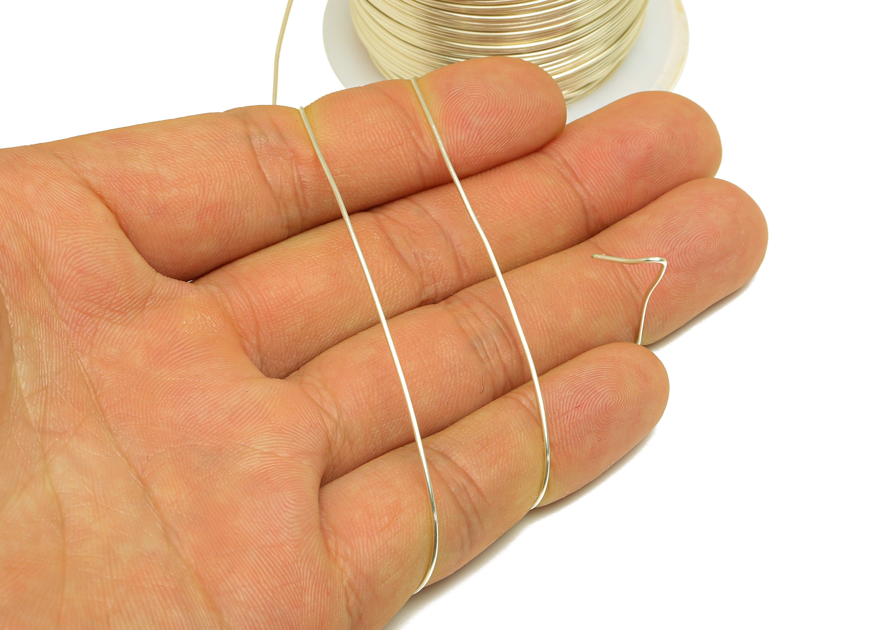 0.8mm Brass Wire - Wrapping Wire - Bulk Brass Wire Beading - Silver Tone Plating - Solid Brass Wire - Jeweler Making - 0.8x0.8mm -PP10496-80 - DOMEDBAZAAR