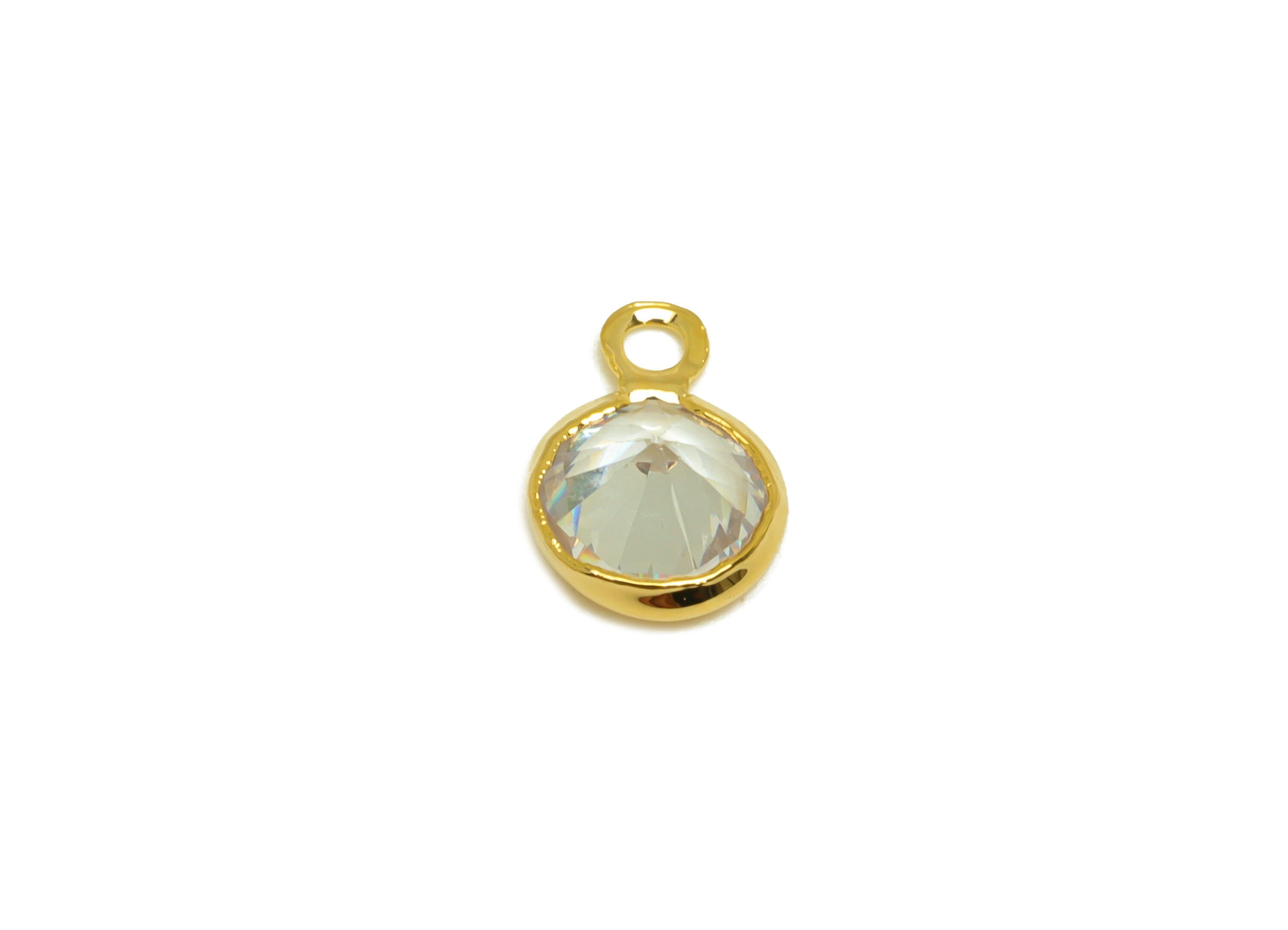 Brass CZ Earring Charms - Brass Diamond Pendant - Brass Cubic Zircon Diamond Charm - 18K Real Gold Plating - 9.6x6.9x3.5mm - PP10519G - DOMEDBAZAAR