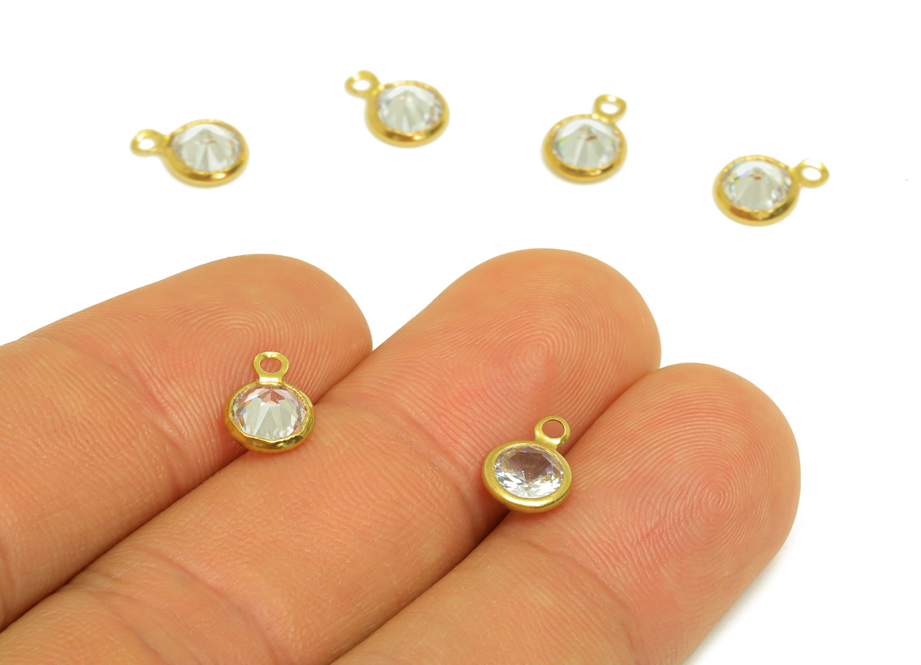 Brass CZ Earring Charms - Raw Brass Diamond Pendant - Brass Cubic Zircon Diamond Charm - Jewelry Making - 9.6x6.9x3.5mm - PP10519 - DOMEDBAZAAR