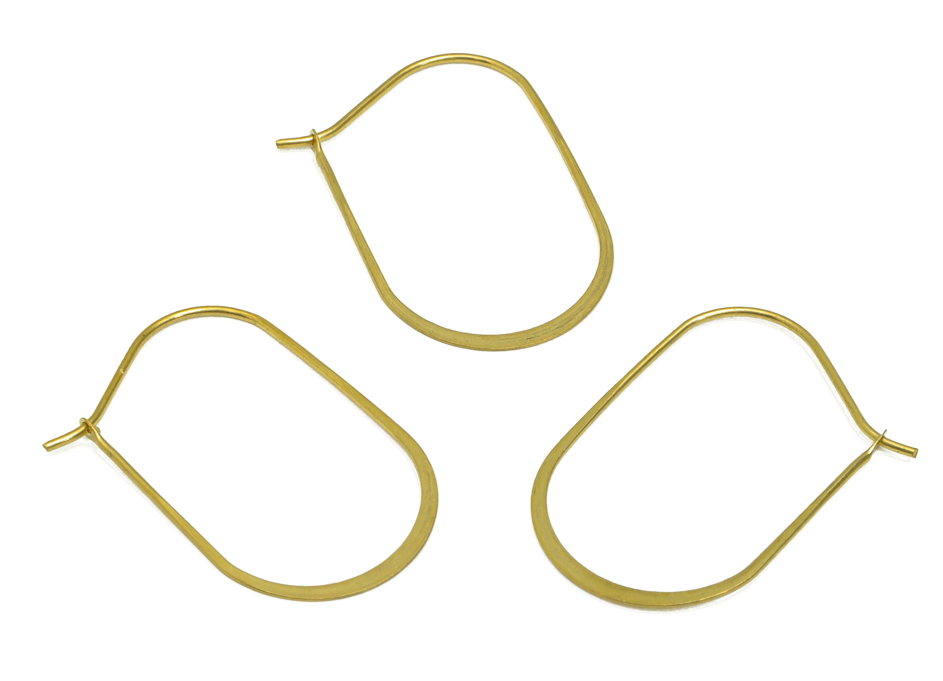 30mm Brass Oval Wire Hoop Earring - Raw Brass Hammered Geometry Wire Earring - Brass Hammered Ear Wire Hoop - 30x18x0.8mm - PP10374-30 - DOMEDBAZAAR