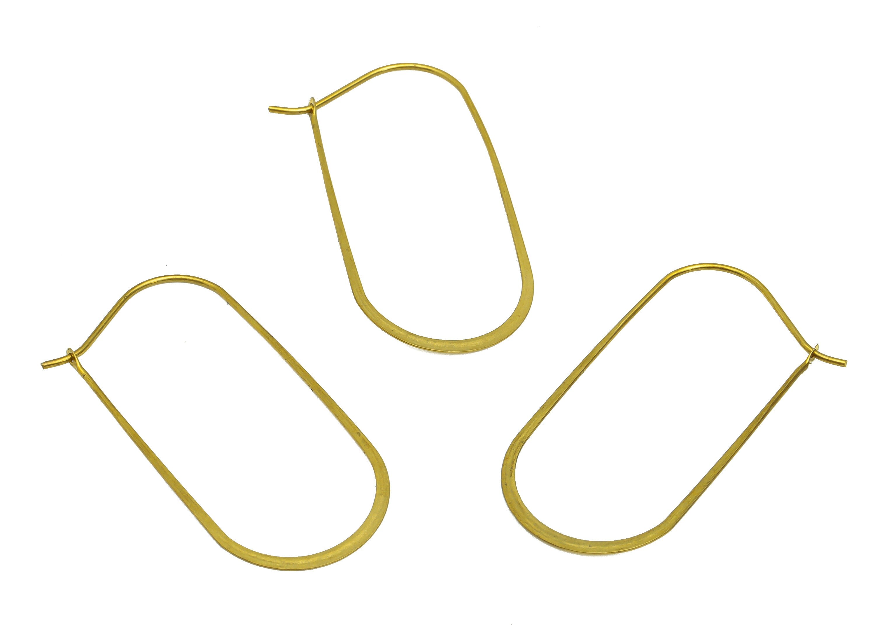 40mm Brass Oval Wire Hoop Earring - Raw Brass Hammered Geometry Wire Earring - Brass Hammered Ear Wire Hoop - 40x20x0.8mm - PP10374-40 - DOMEDBAZAAR