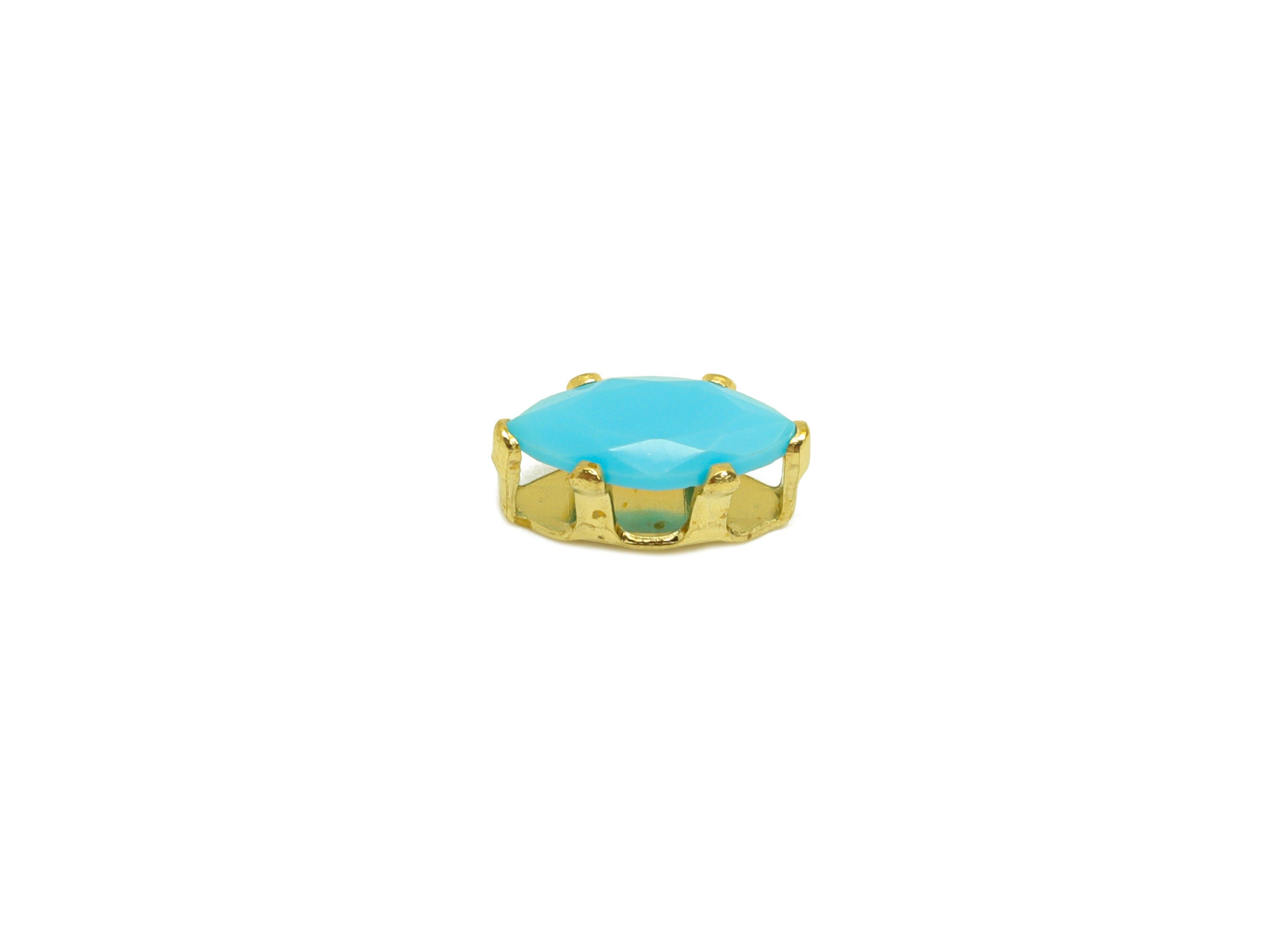 4x8mm Brass CZ Marquise Earring Charm - Raw Brass Diamond Charm - Brass Blue Cubic Zircon Charm - For Ring - For Necklace - 8x4x4mm -PP10536 - DOMEDBAZAAR