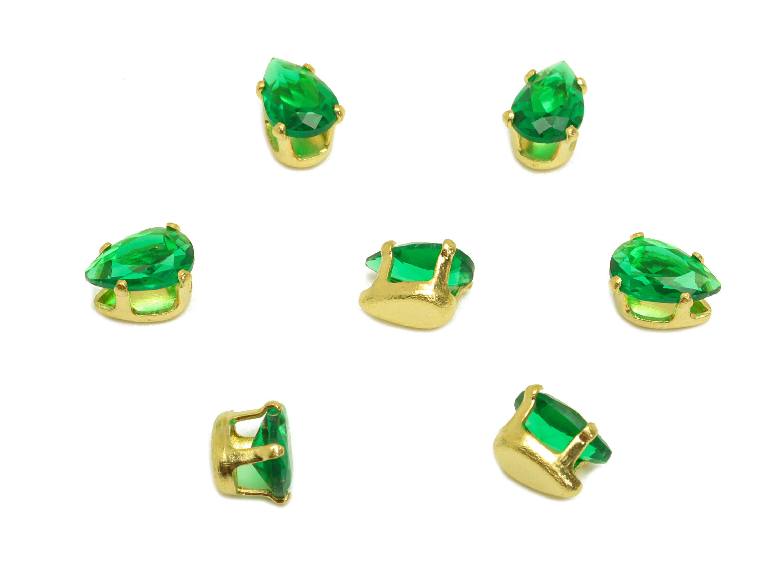 4x6mm Brass CZ Teardrop Earring Charm - Raw Brass Diamond Charm - Brass Emerald Zircon Charm - For Ring - For Necklace - 6x4x3mm-PP10528 - DOMEDBAZAAR