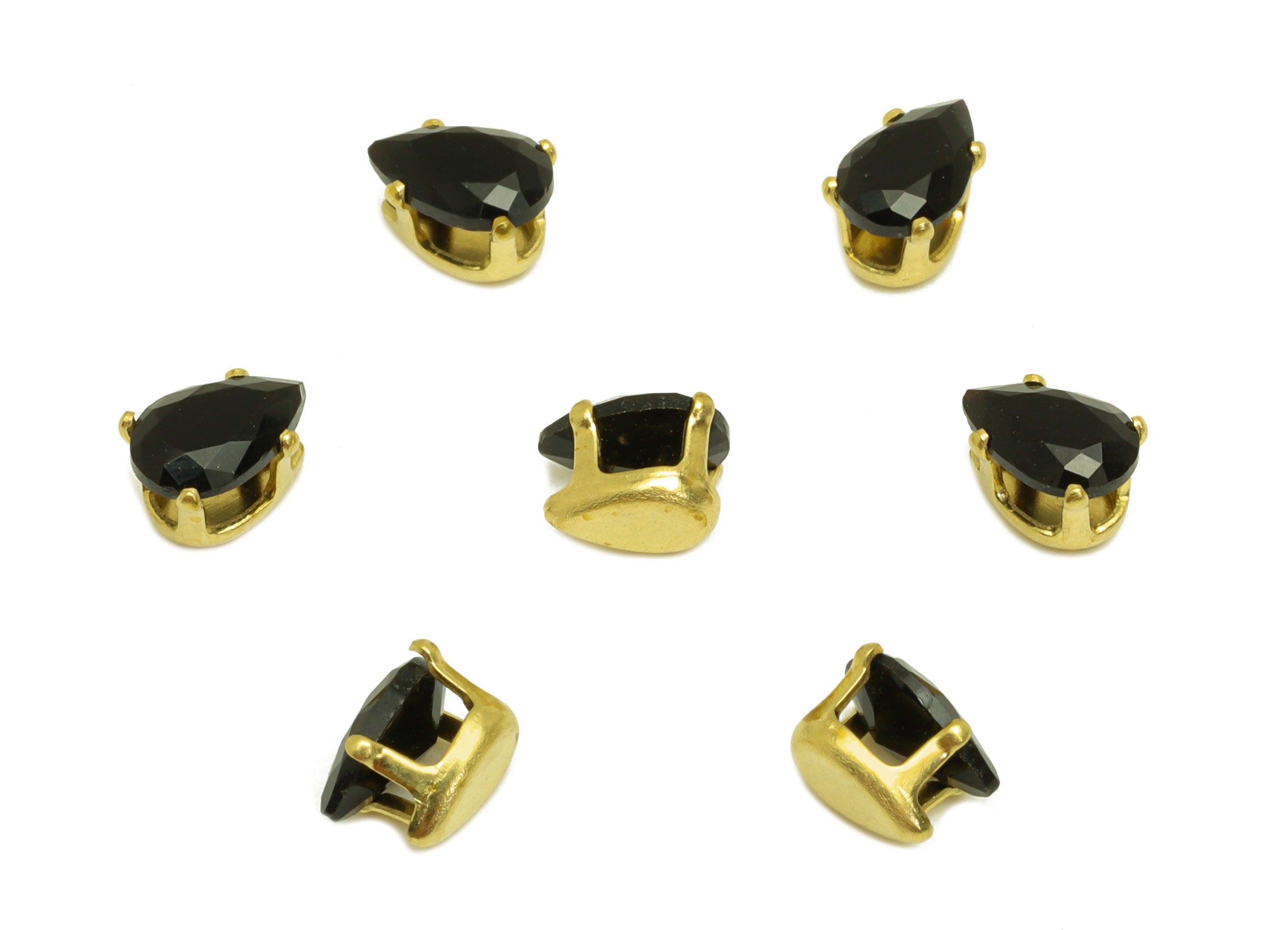 4x6mm Brass CZ Teardrop Earring Charm - Raw Brass Diamond Charm - Brass Black Zircon Charm - For Ring - For Necklace - 6x4x3mm - PP10531 - DOMEDBAZAAR