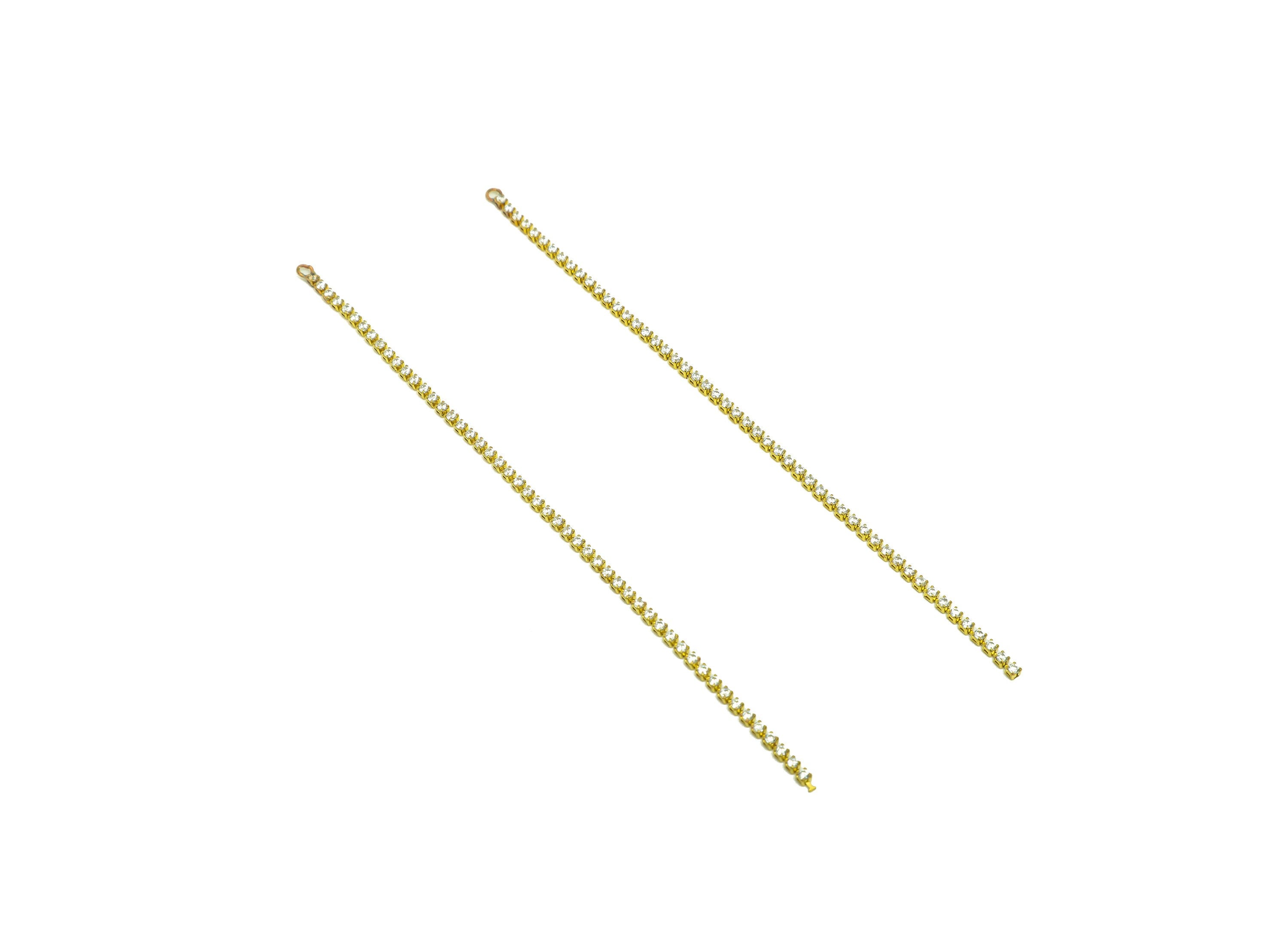 11cm Brass CZ Tassel Earring Charm - Brass Zircon Tassel Hanging Charms - Brass Cubic Zircon Chain Dangle Charm - 11x1.7x1.65mm - PP10629-11 - DOMEDBAZAAR