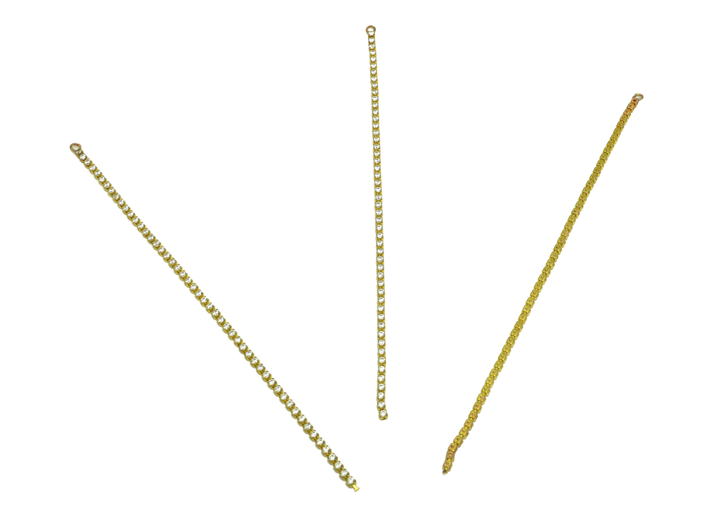 11cm Brass CZ Tassel Earring Charm - Brass Zircon Tassel Hanging Charms - Brass Cubic Zircon Chain Dangle Charm - 11x1.7x1.65mm - PP10629-11 - DOMEDBAZAAR