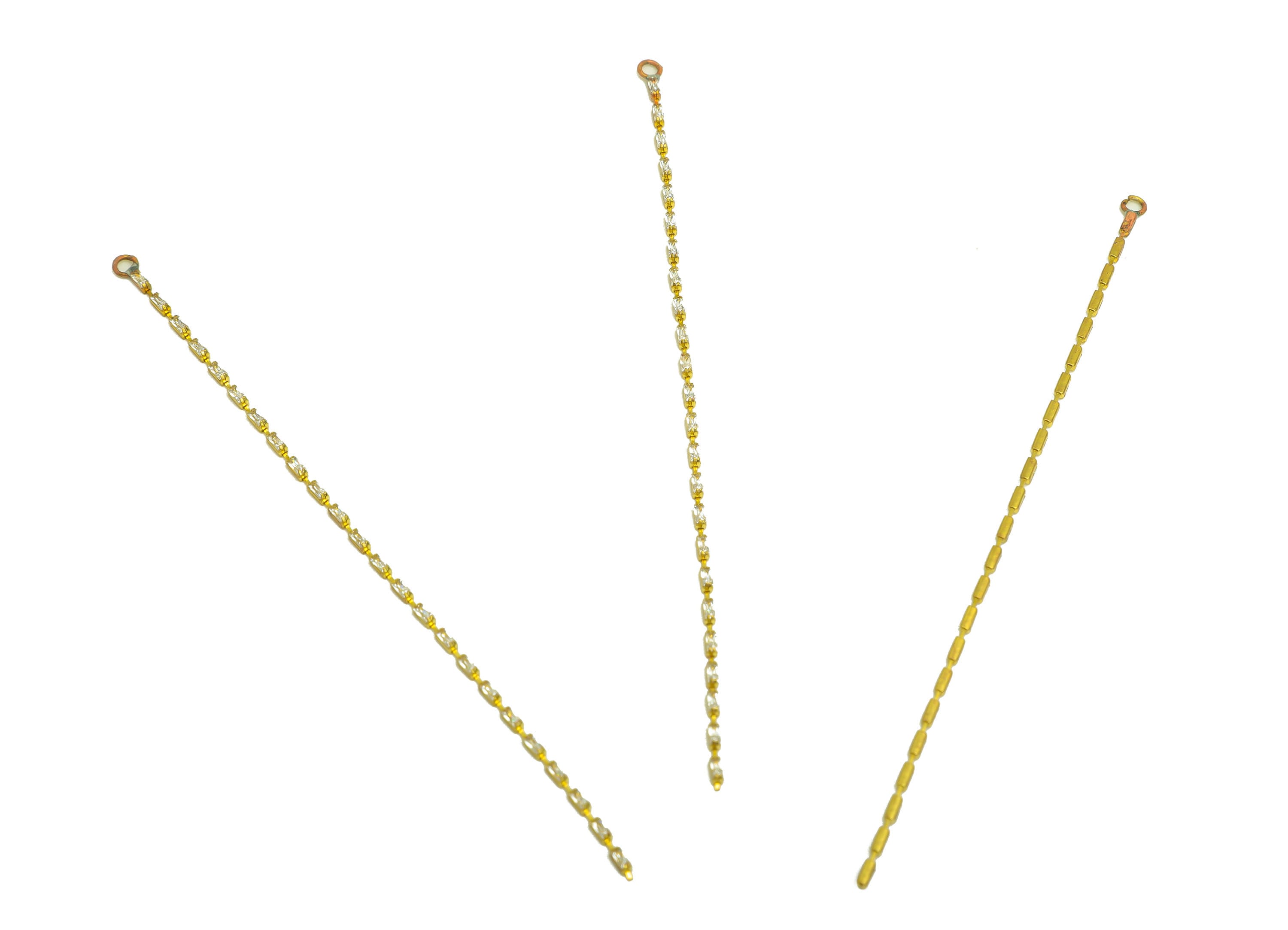 8cm Brass CZ Tassel Earring Charm - Brass Rectangle Zircon Tassel Charms - Brass Cubic Zircon Chain Dangle Charm - 8x1x1.3mm - PP10631-8 - DOMEDBAZAAR
