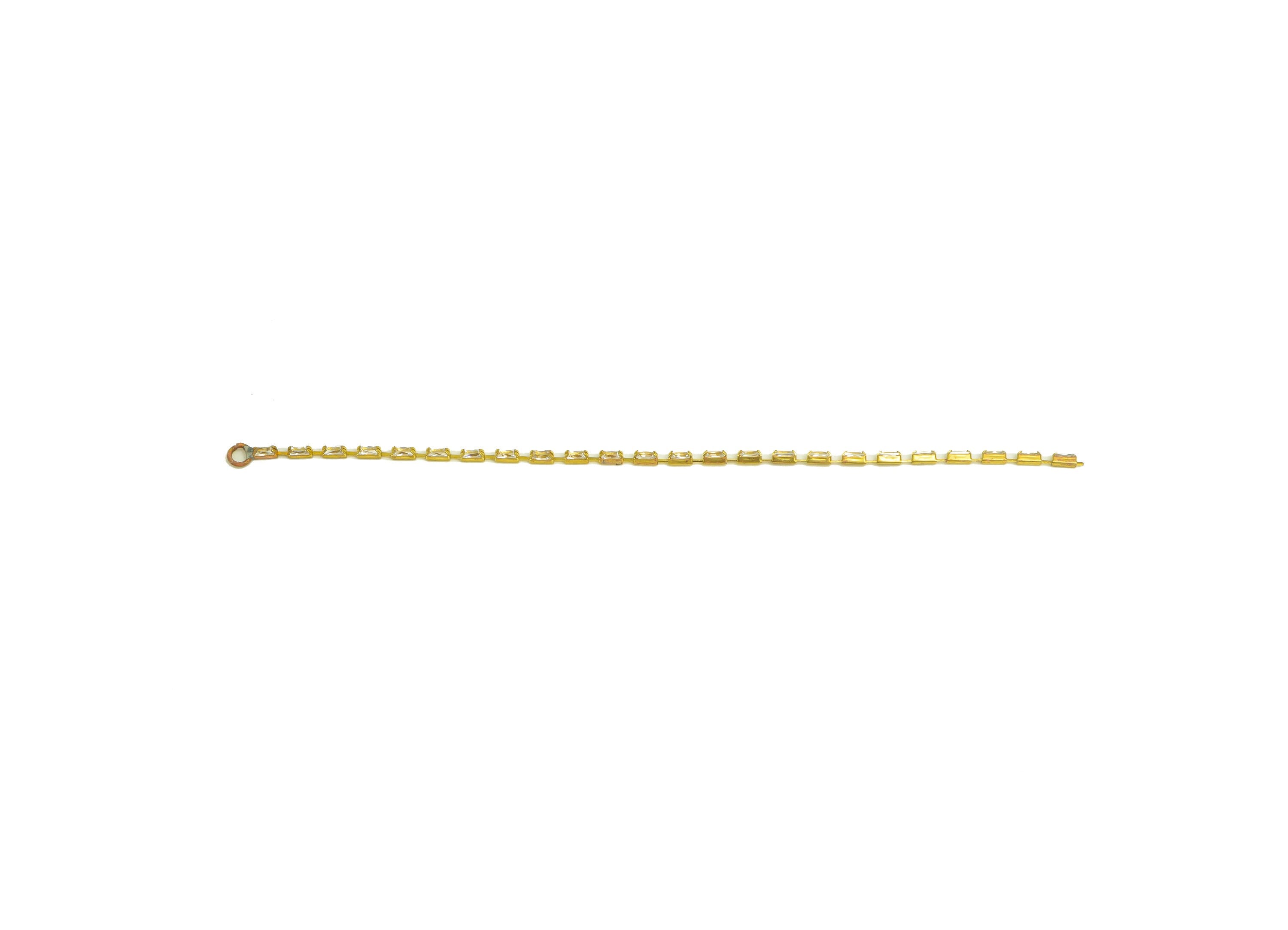8cm Brass CZ Tassel Earring Charm - Brass Rectangle Zircon Tassel Charms - Brass Cubic Zircon Chain Dangle Charm - 8x1x1.3mm - PP10631-8 - DOMEDBAZAAR
