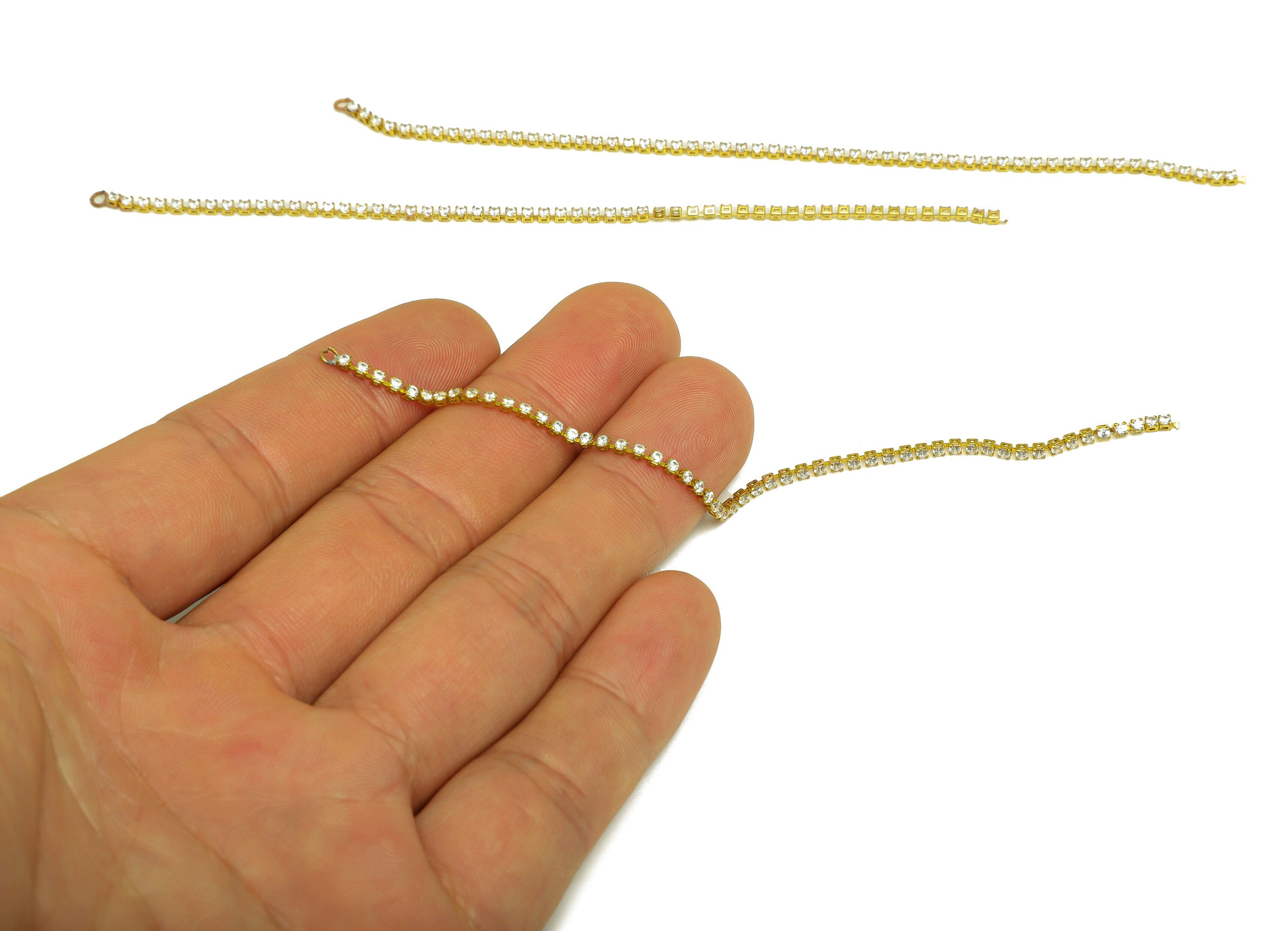 12cm Brass CZ Tassel Earring Charm - Brass Zircon Tassel Bead Hanging Charm - Brass Cubic Zircon Chain Dangle Charm - 12x1x1mm - PP10629-12 - DOMEDBAZAAR