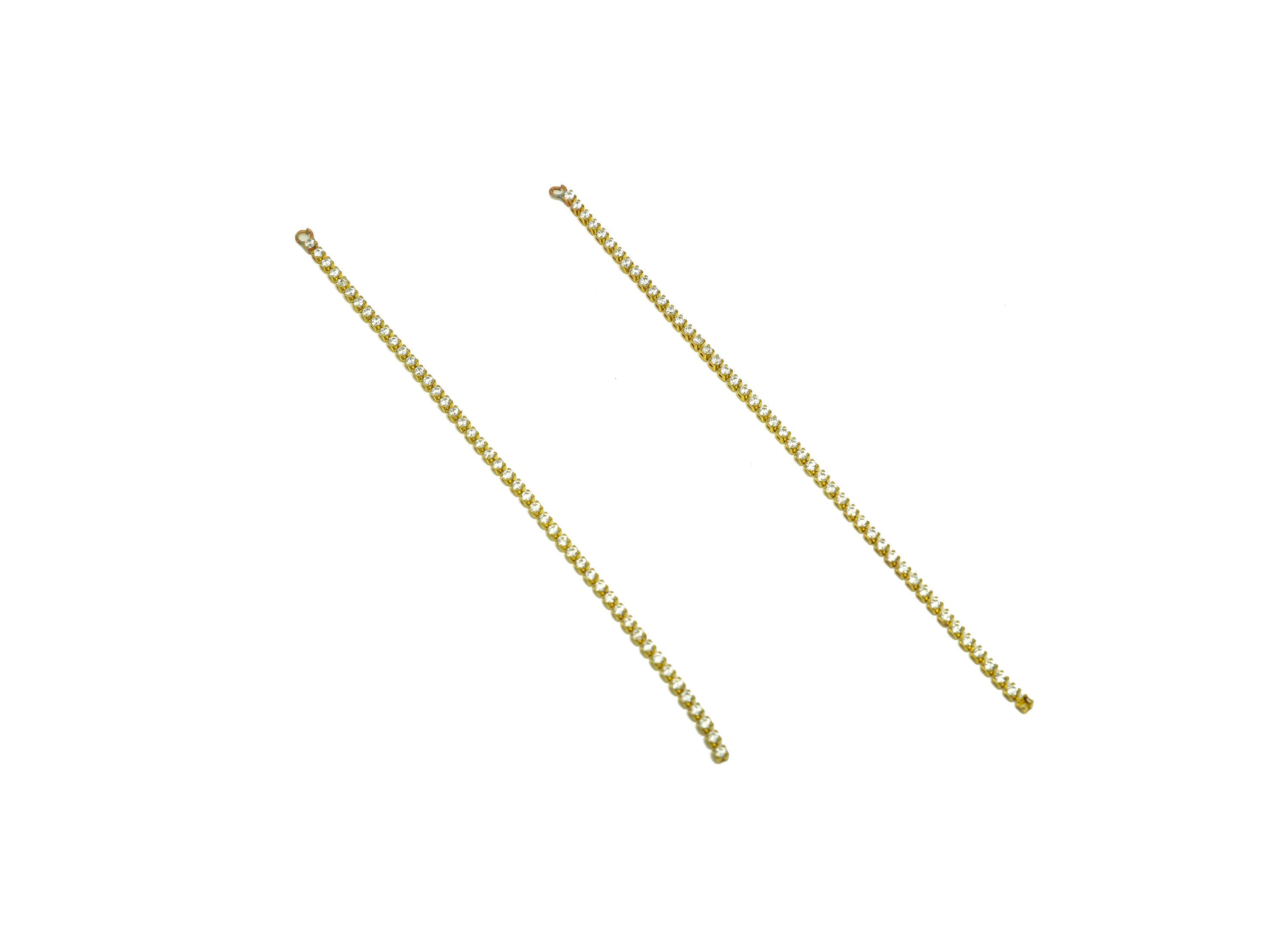 10cm Brass CZ Tassel Earring Charm - Brass Zircon Tassel Beaded Hanging Charms - Brass Cubic Zircon Chain Dangle Charm - 10x1x1mm -PP10629-7 - DOMEDBAZAAR