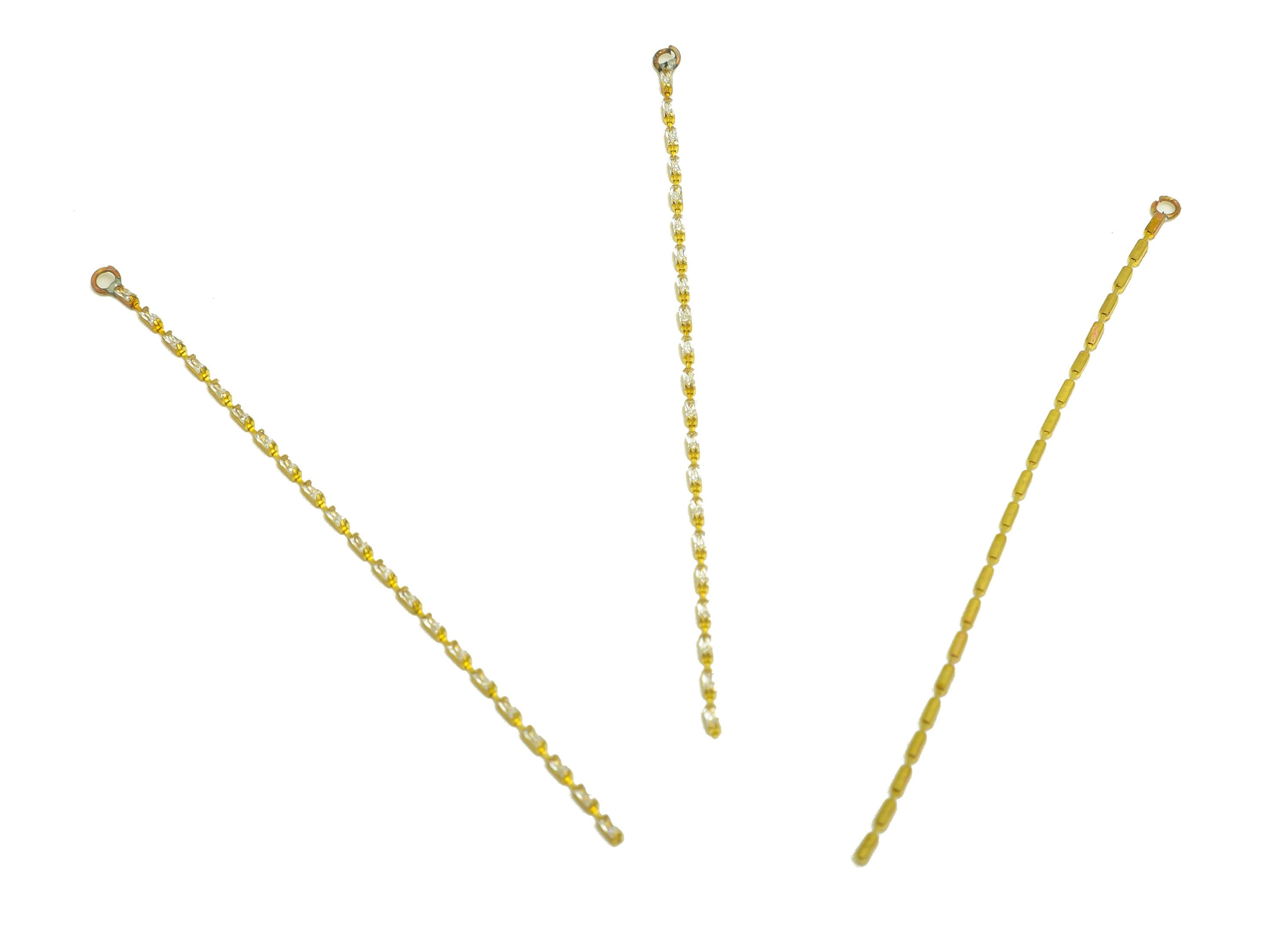 7cm Brass CZ Tassel Earring Charm - Brass Rectangle Zircon Tassel Charms - Brass Cubic Zircon Chain Dangle Charm - 7x1x1.3mm - PP10631-7 - DOMEDBAZAAR