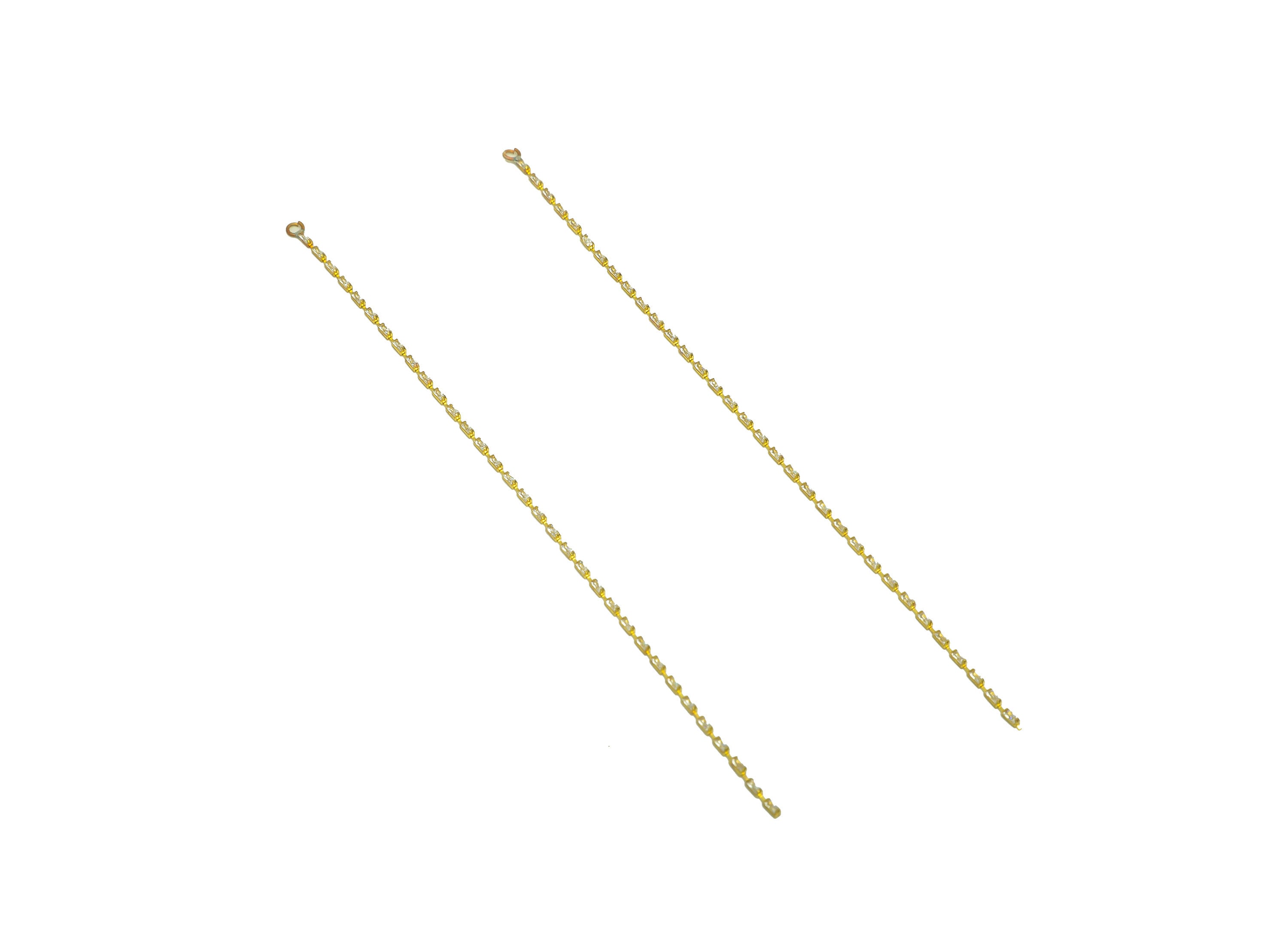 11cm Brass CZ Tassel Earring Charm - Brass Rectangle Zircon Tassel Charms - Brass Cubic Zircon Chain Dangle Charm - 11x1x1.3mm - PP10631-11 - DOMEDBAZAAR