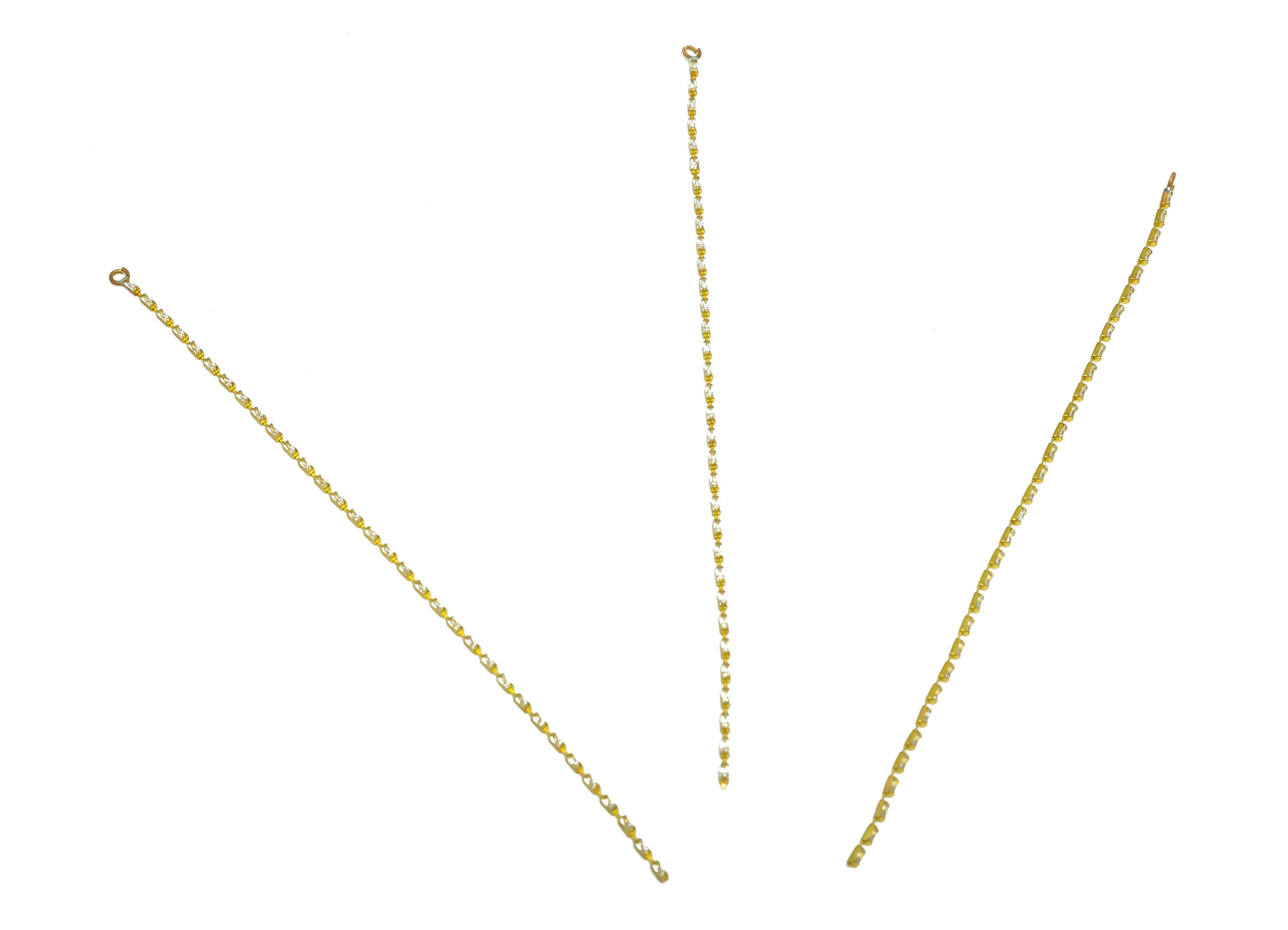 11cm Brass CZ Tassel Earring Charm - Brass Rectangle Zircon Tassel Charms - Brass Cubic Zircon Chain Dangle Charm - 11x1x1.3mm - PP10631-11 - DOMEDBAZAAR