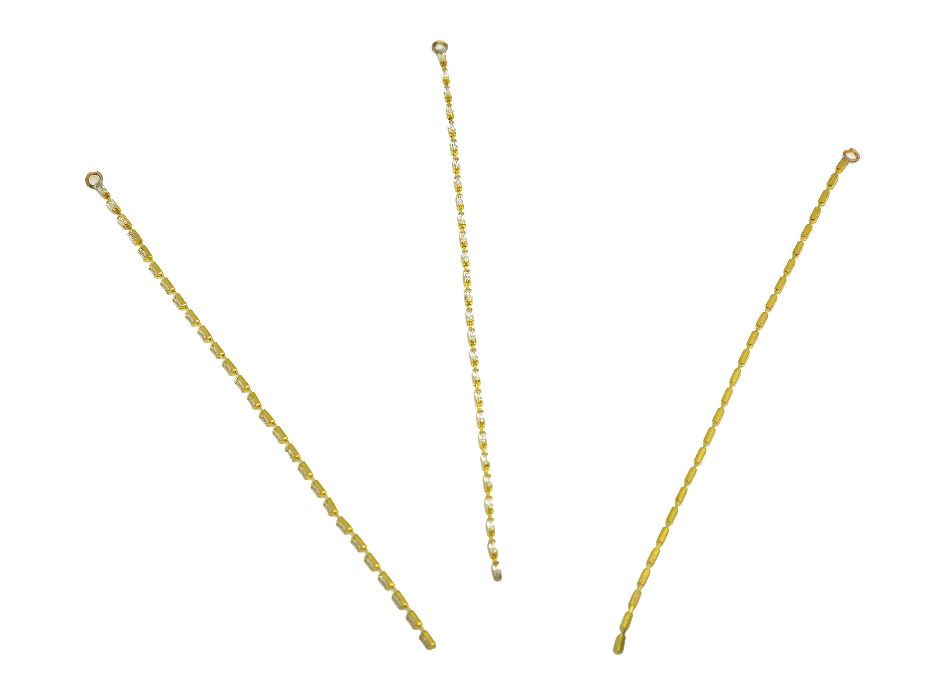 9cm Brass CZ Tassel Earring Charm - Brass Rectangle Zircon Tassel Charms - Brass Cubic Zircon Chain Dangle Charm - 9x1x1.3mm - PP10631-9 - DOMEDBAZAAR