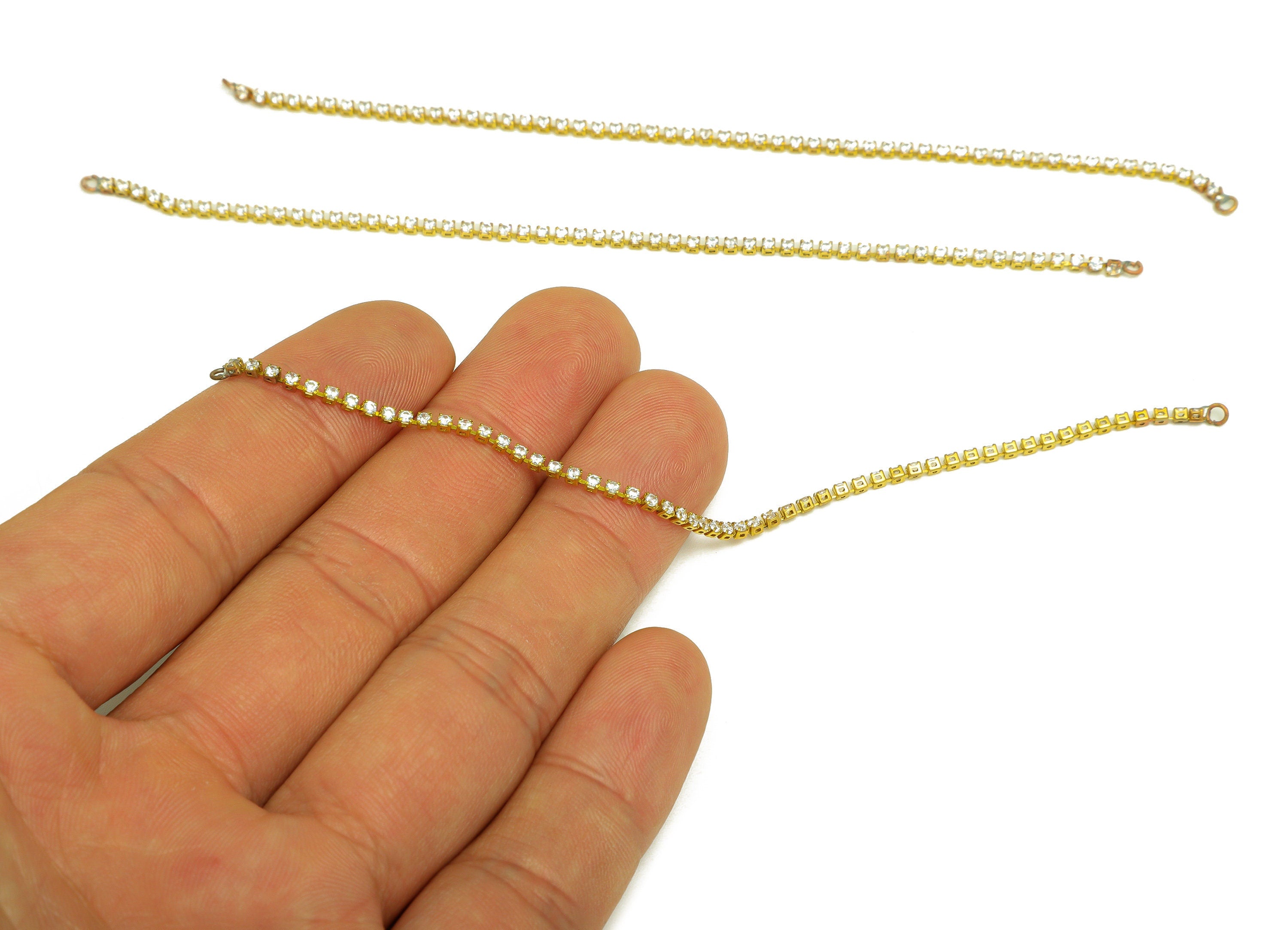 12cm CZ Tassel Earring Connector - Brass Zircon Tassel Hang Earring Charm - Brass Cubic Zircon Chain Dangle Charm - 12x1.7x1mm - PP10630-12 - DOMEDBAZAAR