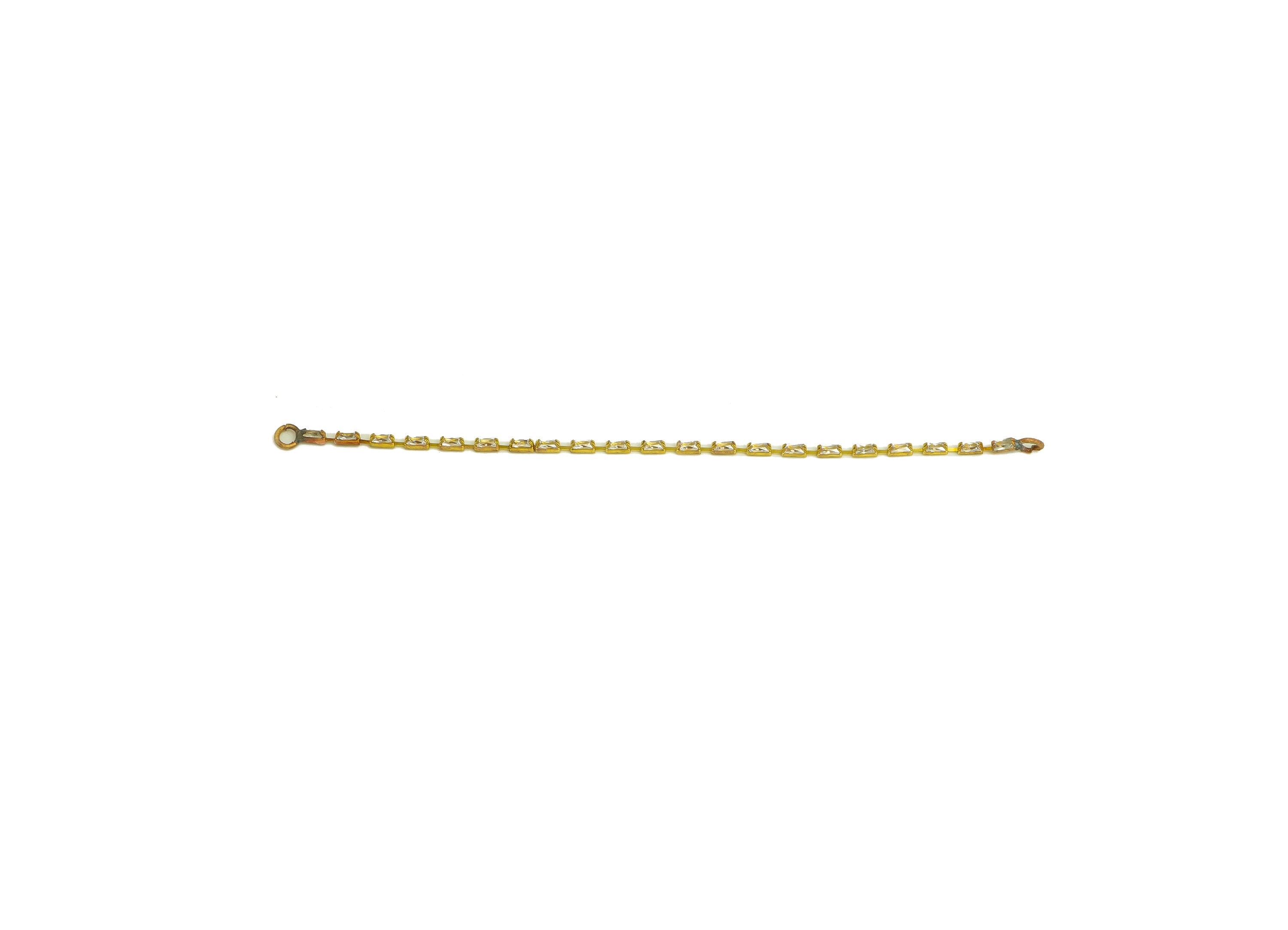 7cm CZ Tassel Earring Connector - Brass Tassel Rectangle Earring Charm - Brass Cubic Zircon Chain Dangle Charm - 7x1x1.3mm - PP10632-7 - DOMEDBAZAAR