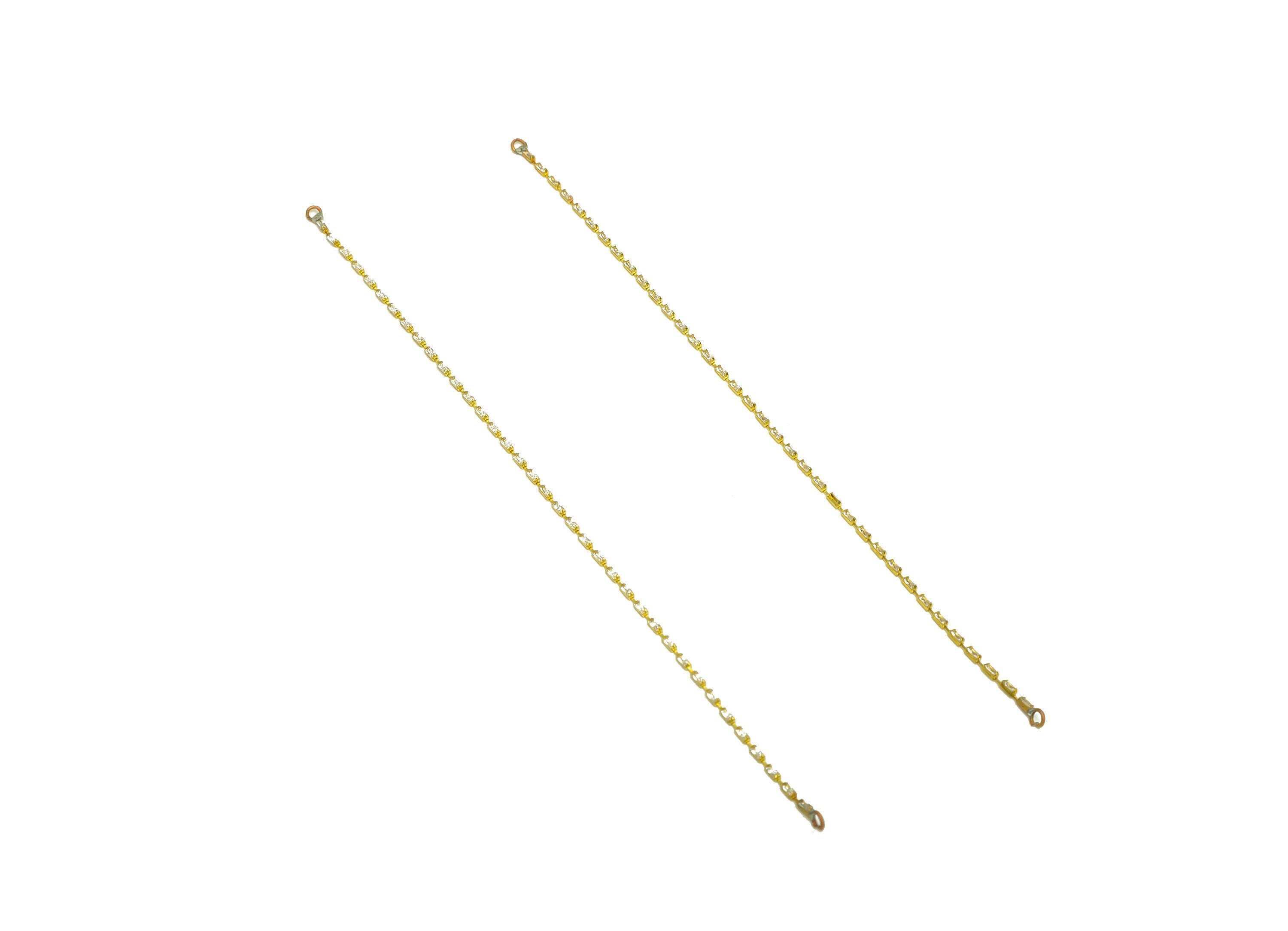 12cm CZ Tassel Earring Connector - Brass Tassel Rectangle Earring Charm - Brass Cubic Zircon Chain Dangle Charm - 12x1x1.3mm - PP10632-12 - DOMEDBAZAAR