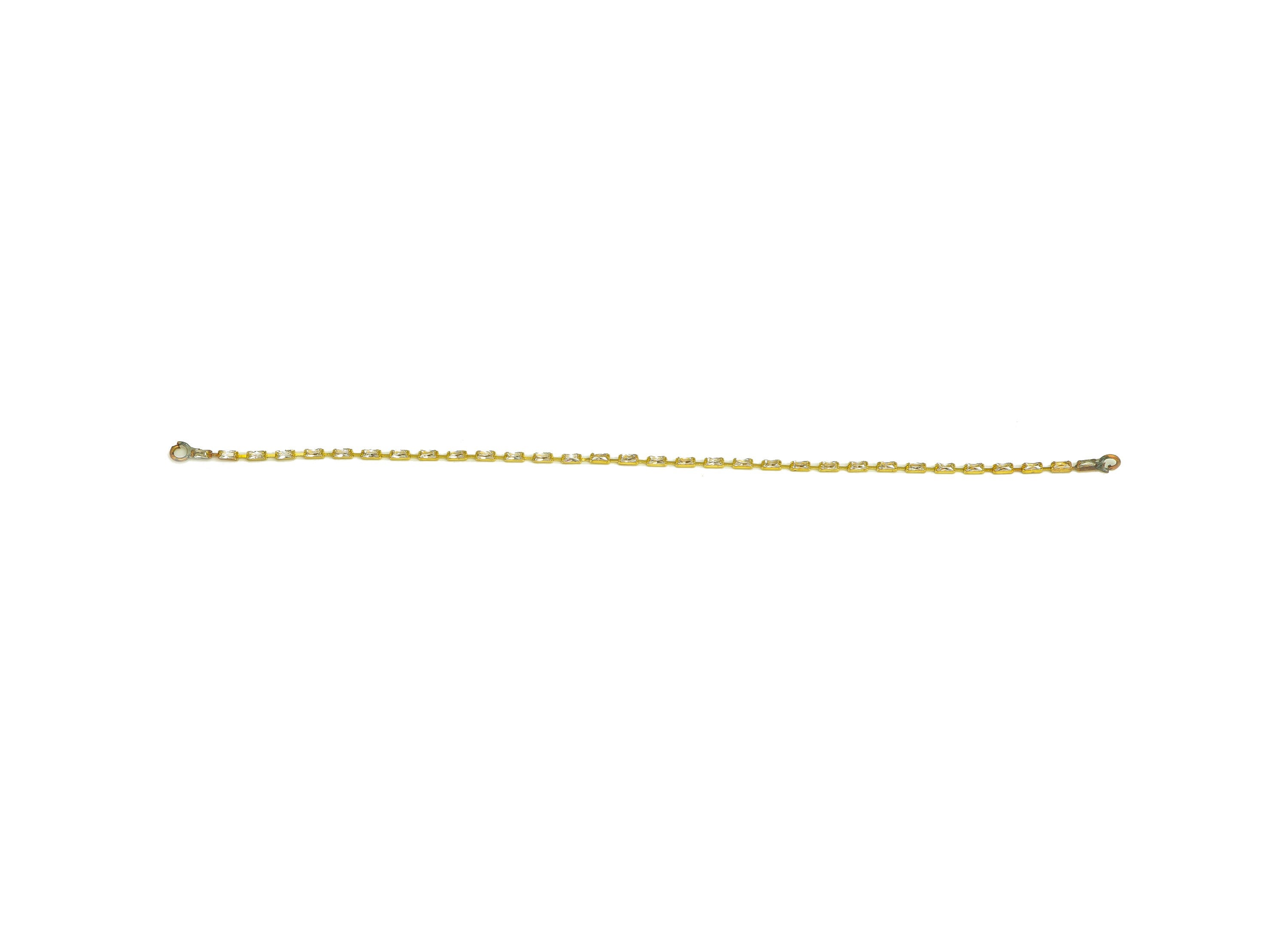 11cm CZ Tassel Earring Connector - Brass Tassel Rectangle Earring Charm - Brass Cubic Zircon Chain Dangle Charm - 11x1x1.3mm - PP10632-11 - DOMEDBAZAAR