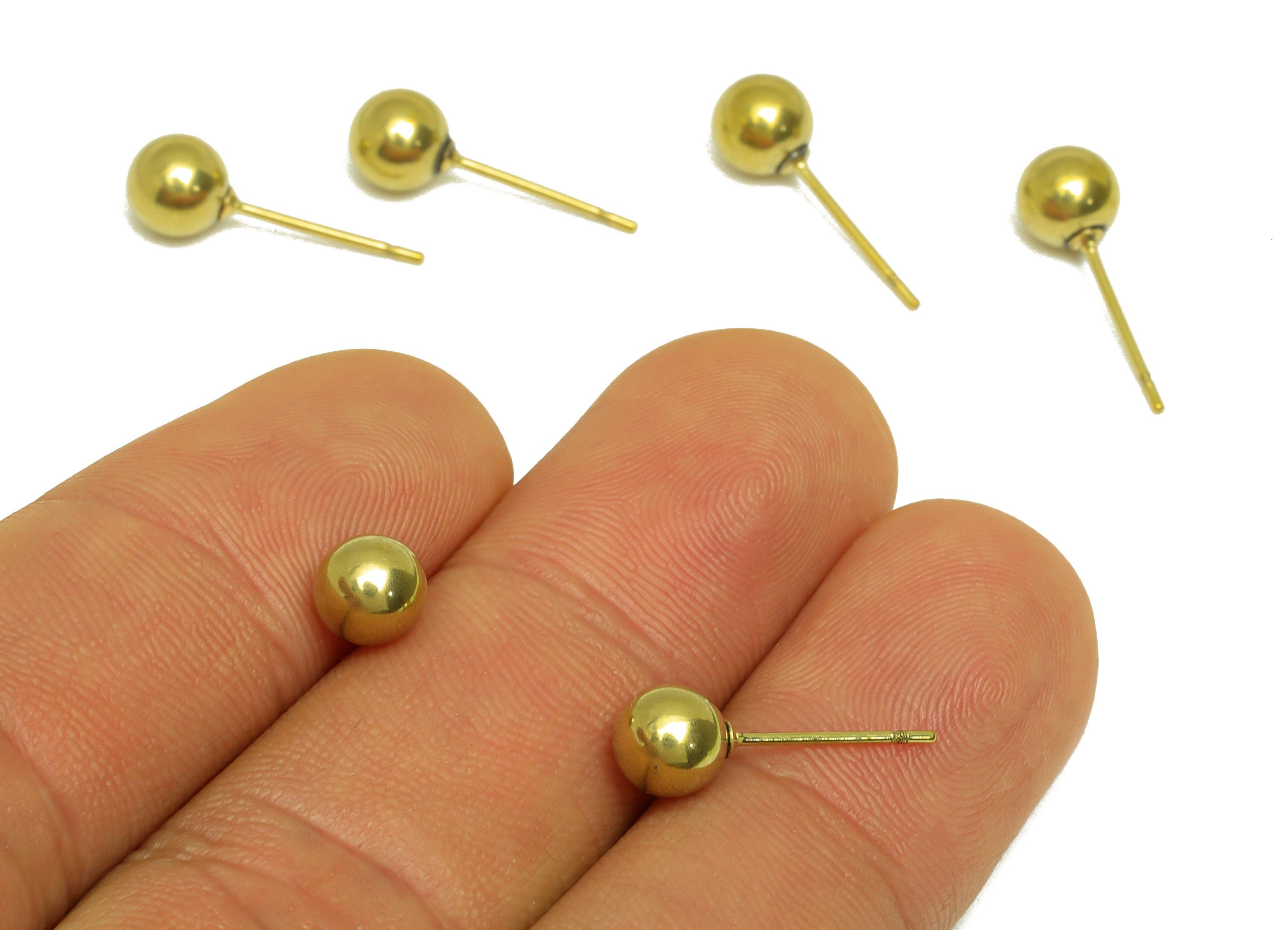 6mm Brass Ball Earring Stud - Raw Brass Bead Earring Post - Brass Round Ball Earring Post - Geometry Earring Post - 6x6x6mm - PP10543 - DOMEDBAZAAR