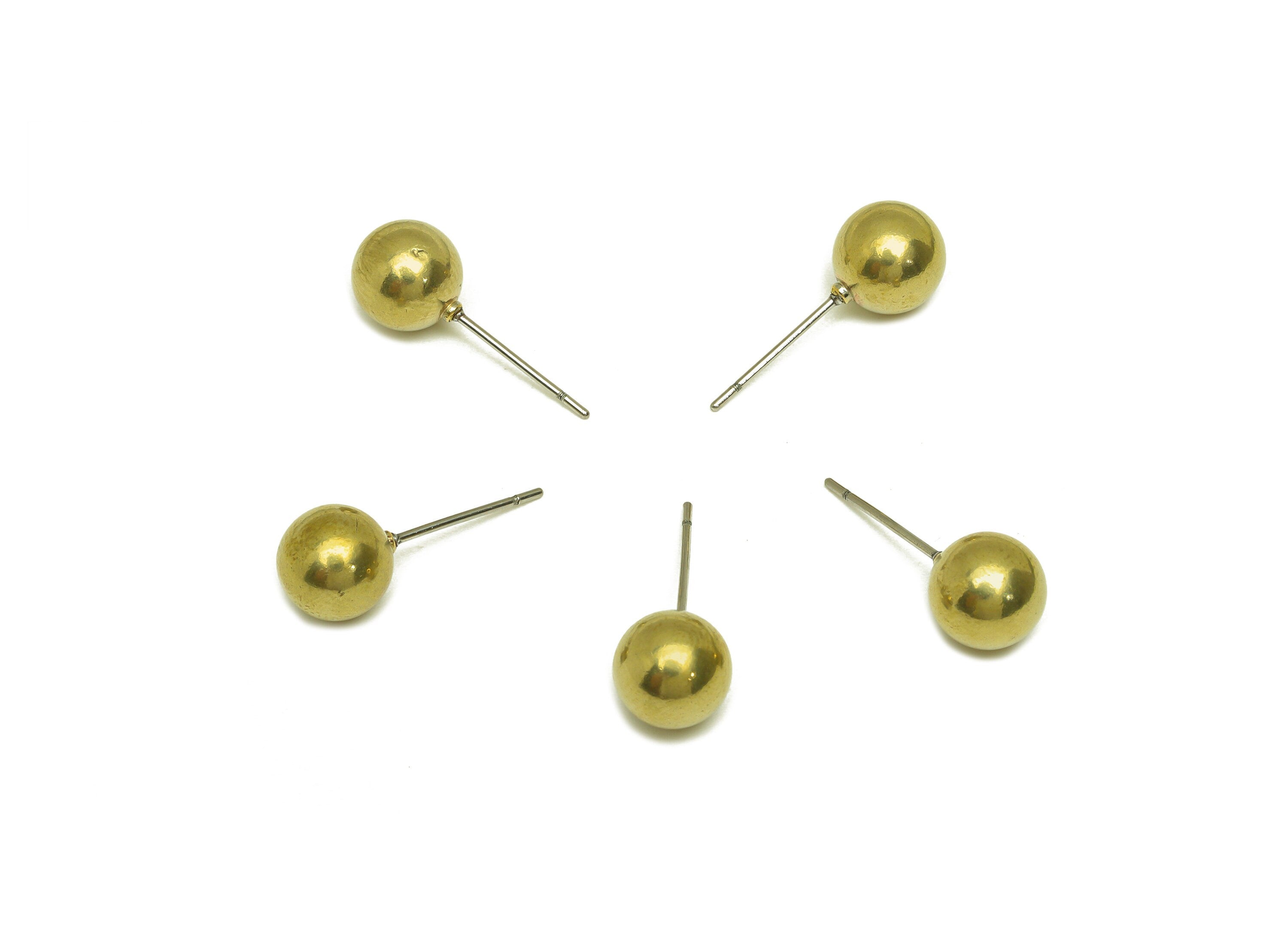 8mm Brass Ball Earring Stud - Raw Brass Bead Earring Post - Brass Round Ball Earring Post - Geometry Earring Post - 8x8x8mm - PP10545 - DOMEDBAZAAR