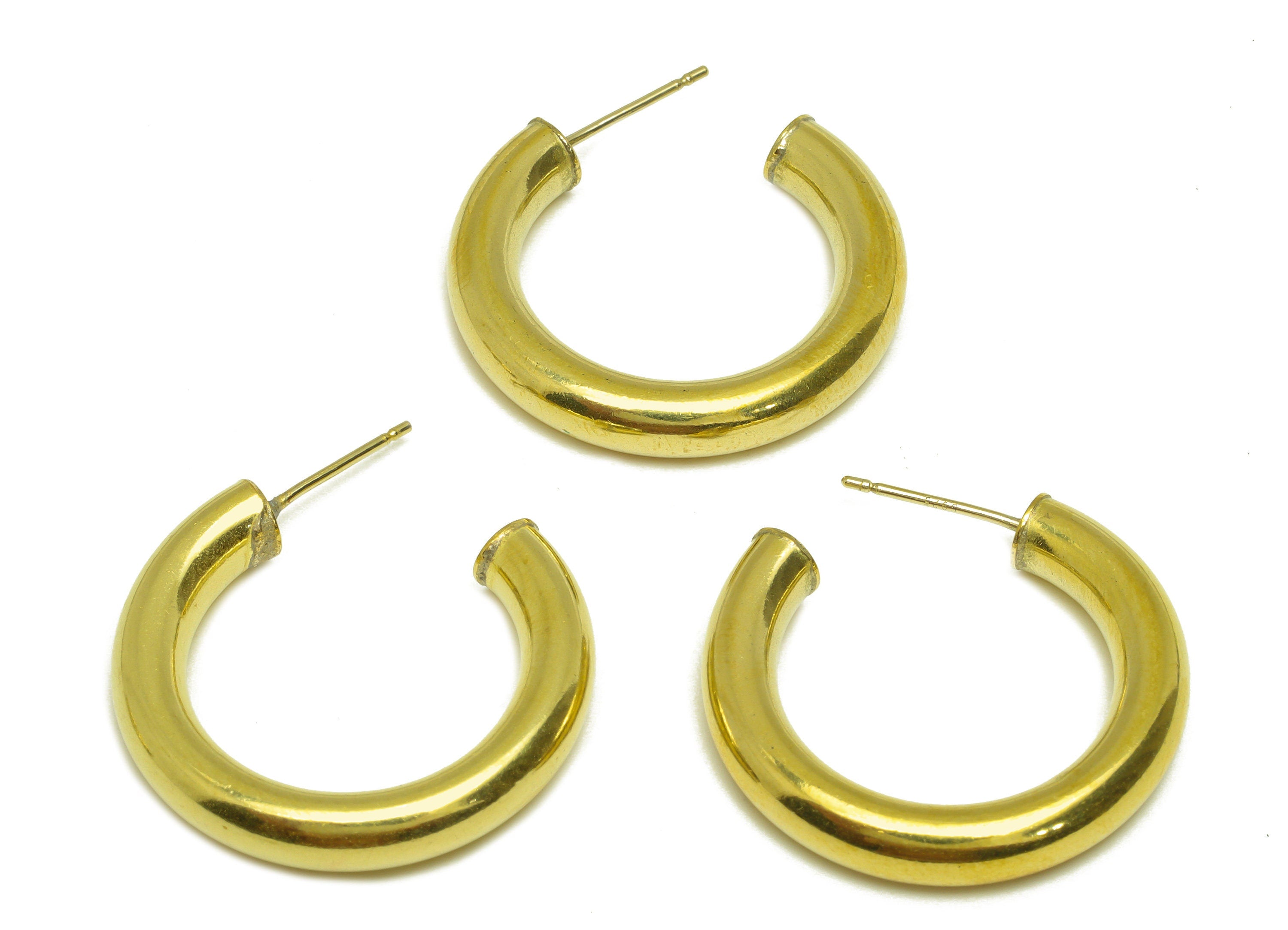 Brass Hoop C Earring Stud - Raw Brass Open Hoop Earring Post - Brass Thick Hoop Earring Post - Brass Hoop Earring - 30x27x5mm - PP10533 - DOMEDBAZAAR